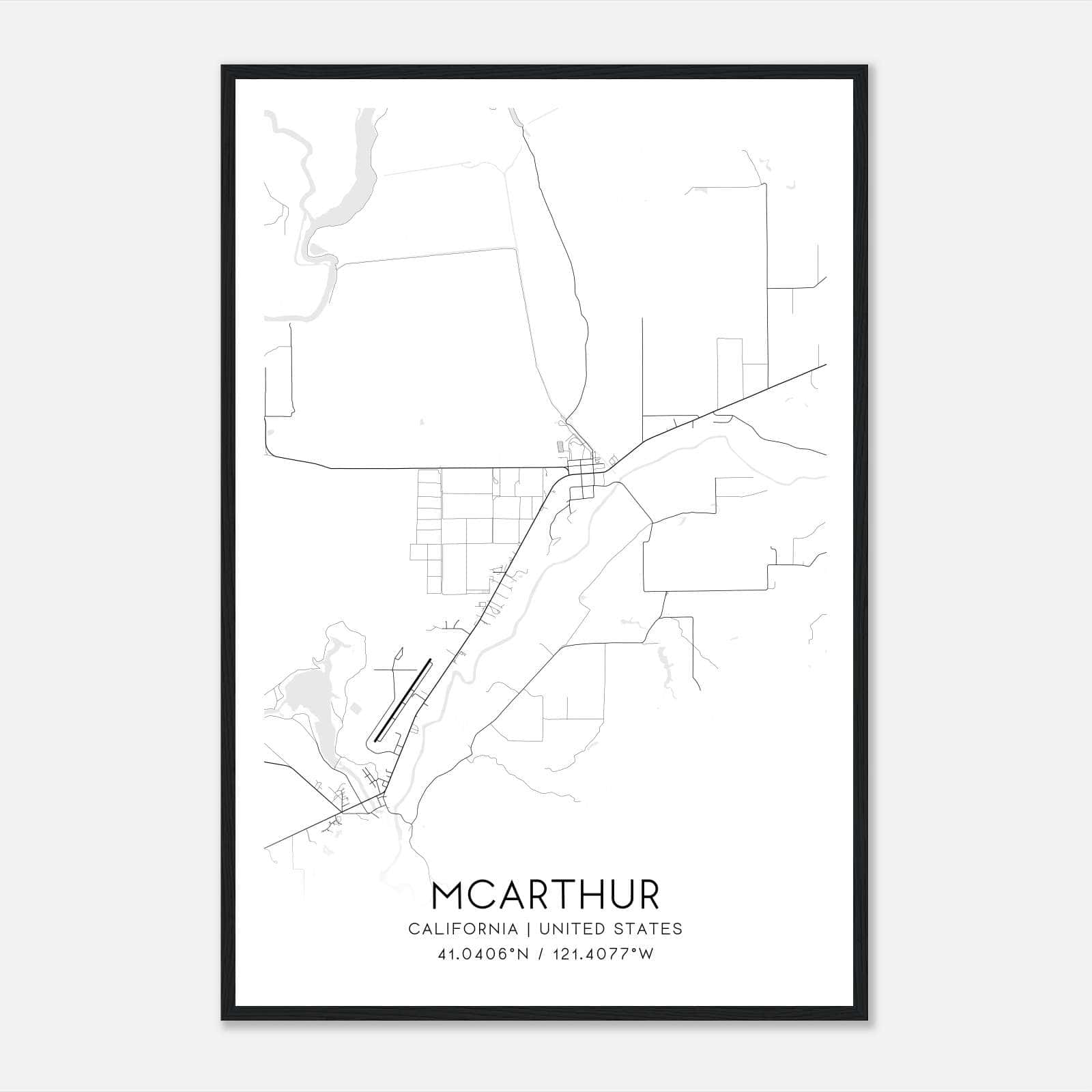 Mcarthur California Map Poster, Modern Home Decor Wall Art Print Mcarthur California Map Poster, Modern Home Decor Wall Art Print
