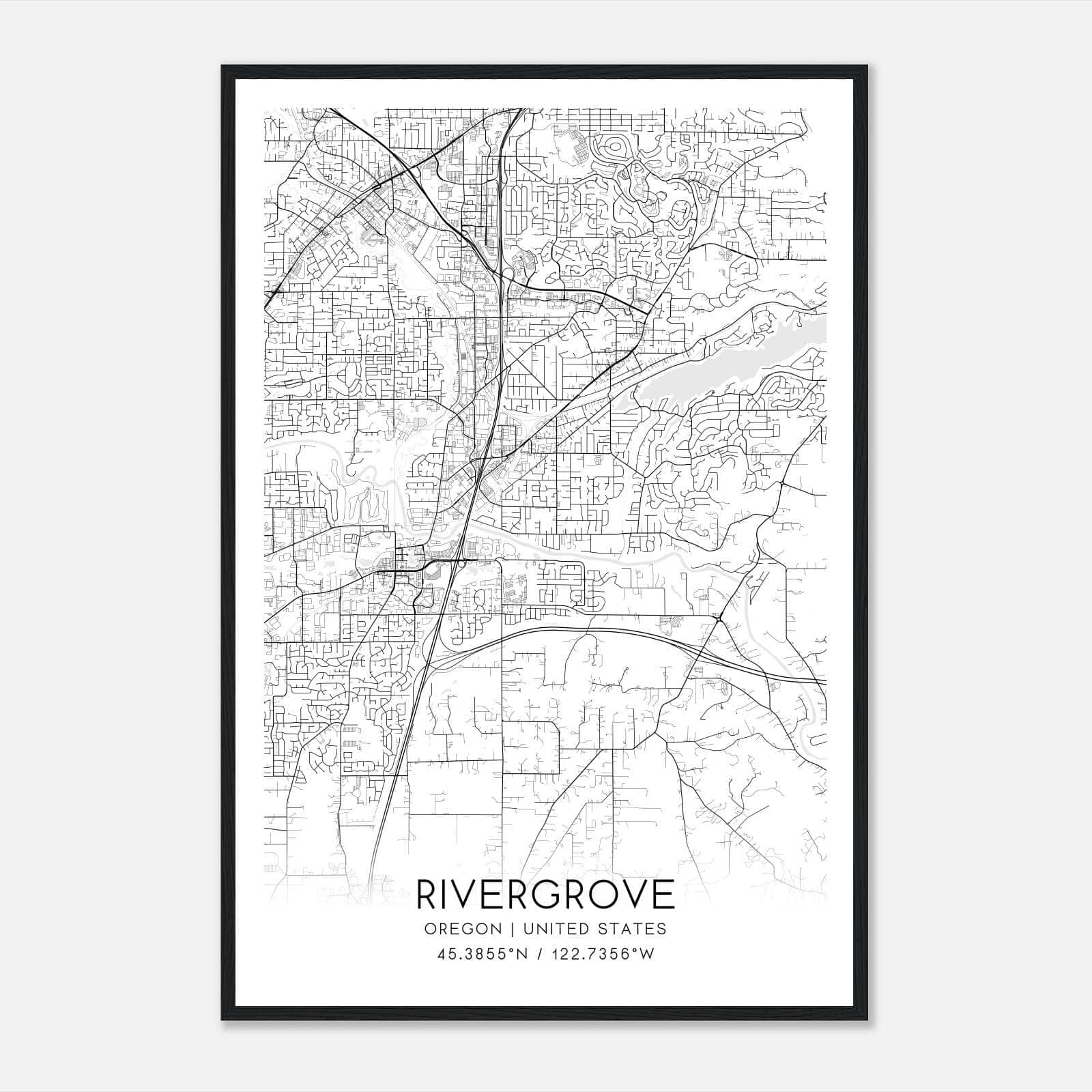 Rivergrove Oregon Map Poster, Modern Home Decor Wall Art Print Rivergrove Oregon Map Poster, Modern Home Decor Wall Art Print