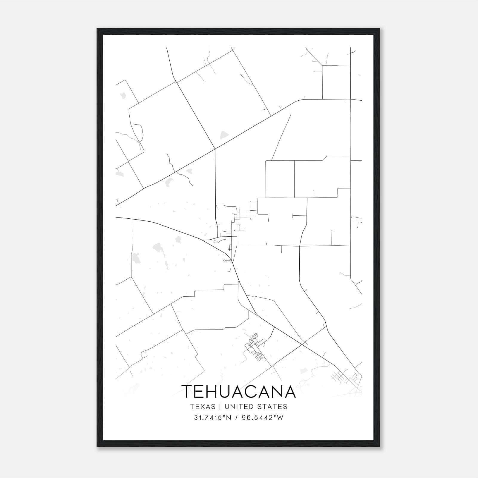 Tehuacana Texas Map Poster, Modern Home Decor Wall Art Print Tehuacana Texas Map Poster, Modern Home Decor Wall Art Print