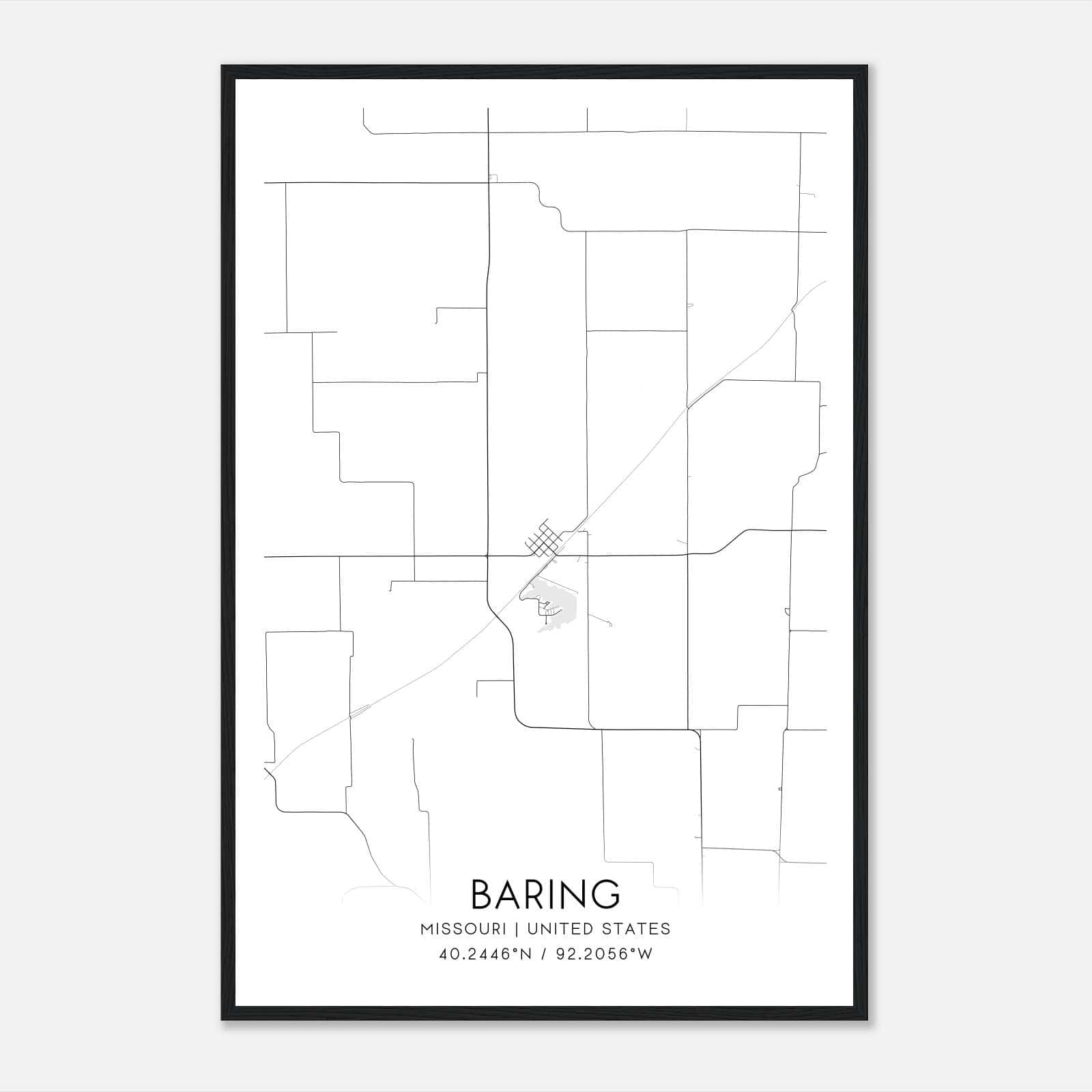 Baring Missouri Map Poster, Modern Home Decor Wall Art Print Baring Missouri Map Poster, Modern Home Decor Wall Art Print