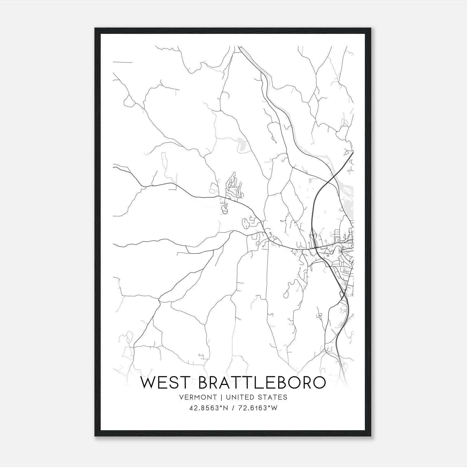 West Brattleboro Vermont Map Poster, Modern Home Decor Wall Art Print West Brattleboro Vermont Map Poster, Modern Home Decor Wall Art Print