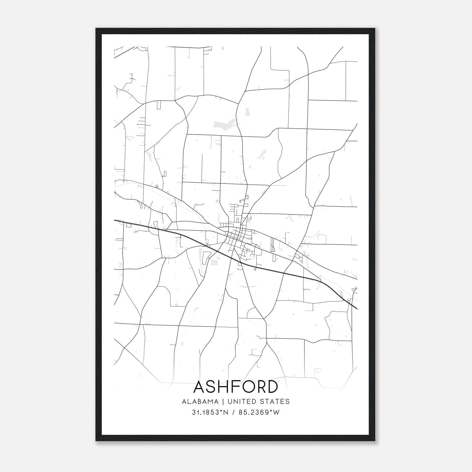 Ashford Alabama Map Poster, Modern Home Decor Wall Art Print Ashford Alabama Map Poster, Modern Home Decor Wall Art Print