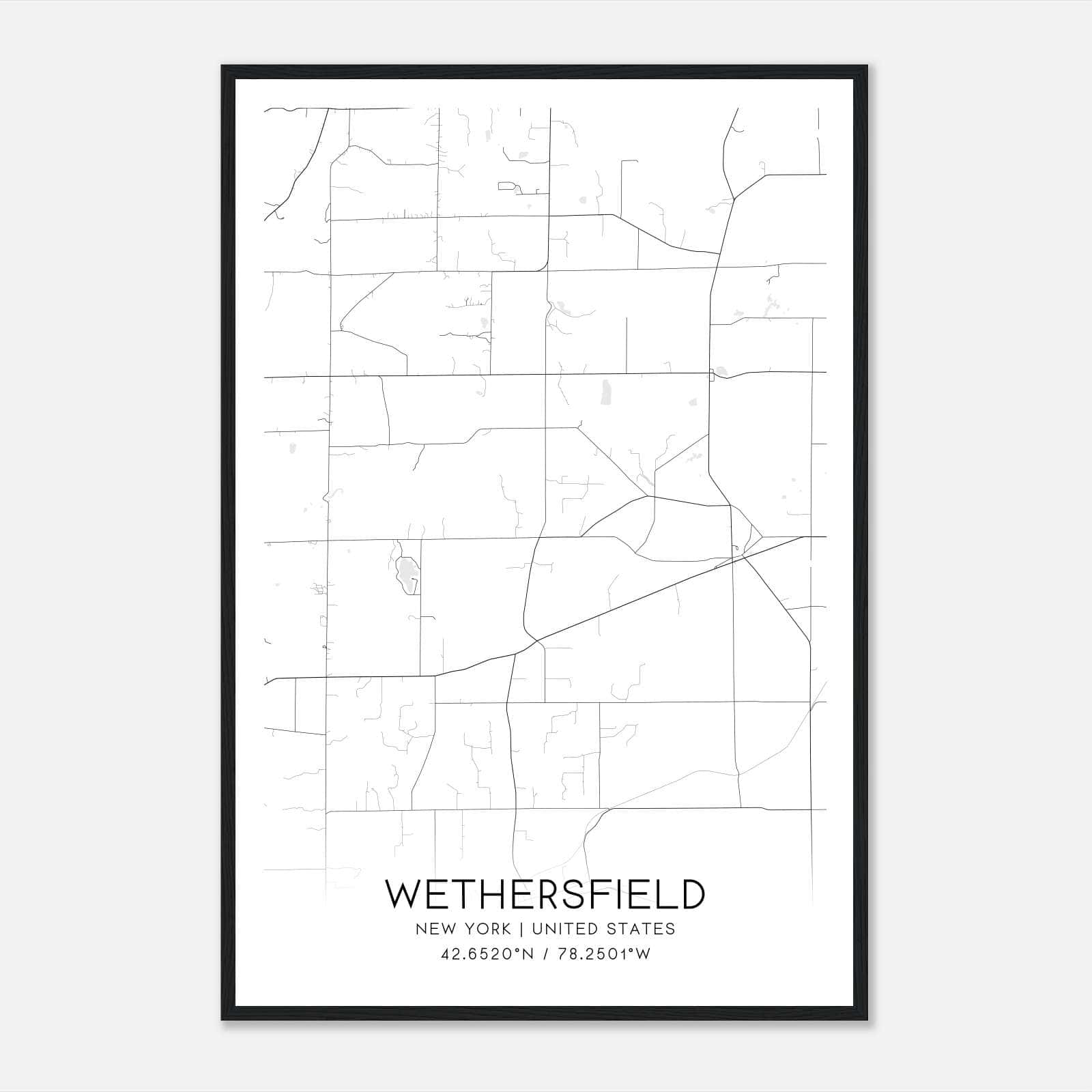 Wethersfield New York Map Poster, Modern Home Decor Wall Art Print Wethersfield New York Map Poster, Modern Home Decor Wall Art Print