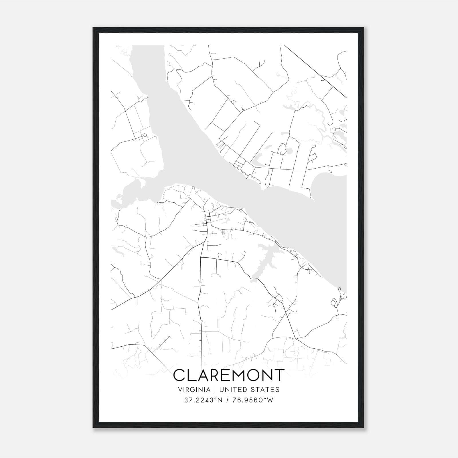 Claremont Virginia Map Poster, Modern Home Decor Wall Art Print Claremont Virginia Map Poster, Modern Home Decor Wall Art Print