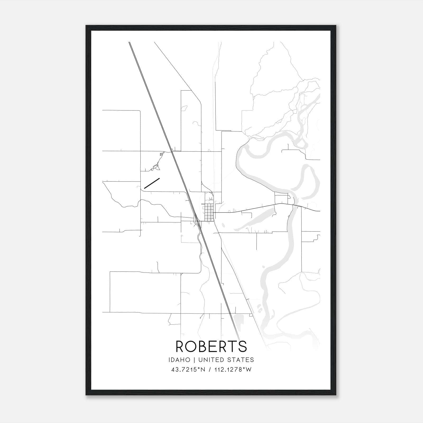 Roberts Idaho Map Poster, Modern Home Decor Wall Art Print Roberts Idaho Map Poster, Modern Home Decor Wall Art Print