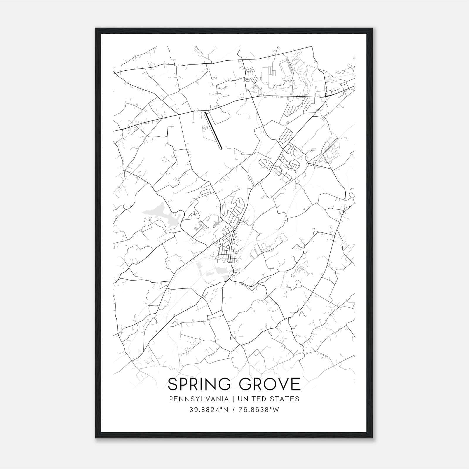 Spring Grove Pennsylvania Map Poster, Modern Home Decor Wall Art Print Spring Grove Pennsylvania Map Poster, Modern Home Decor Wall Art Print
