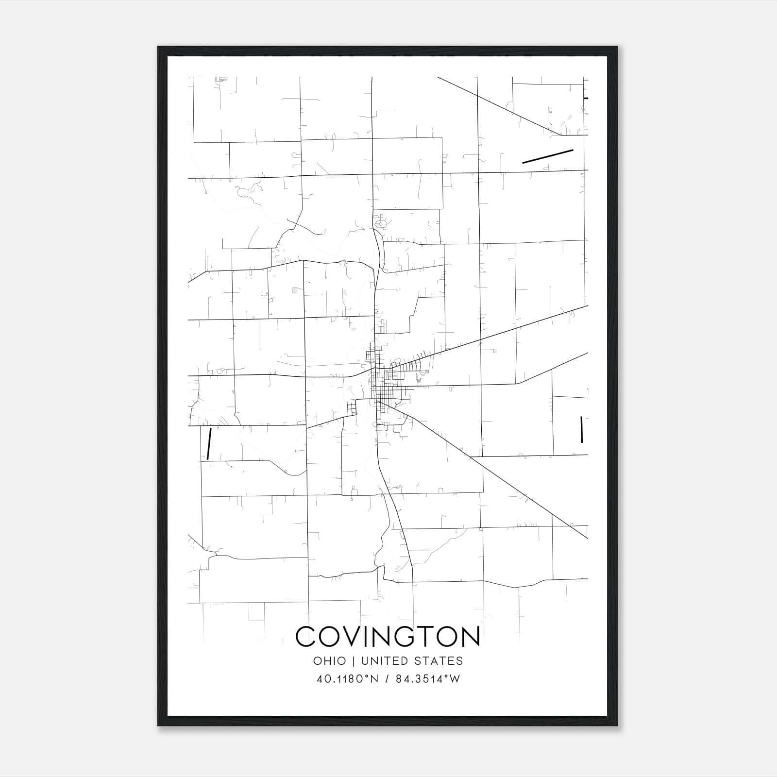 Covington Ohio Map Poster, Modern Home Decor Wall Art Print Covington Ohio Map Poster, Modern Home Decor Wall Art Print