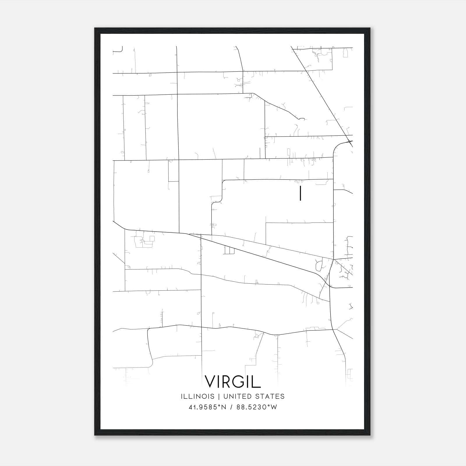 Virgil Illinois Map Poster, Modern Home Decor Wall Art Print Virgil Illinois Map Poster, Modern Home Decor Wall Art Print