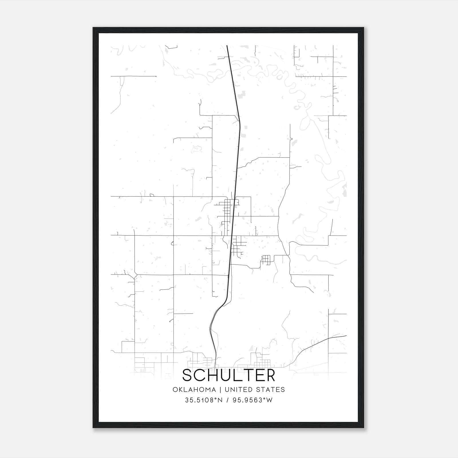 Schulter Oklahoma Map Poster, Modern Home Decor Wall Art Print Schulter Oklahoma Map Poster, Modern Home Decor Wall Art Print