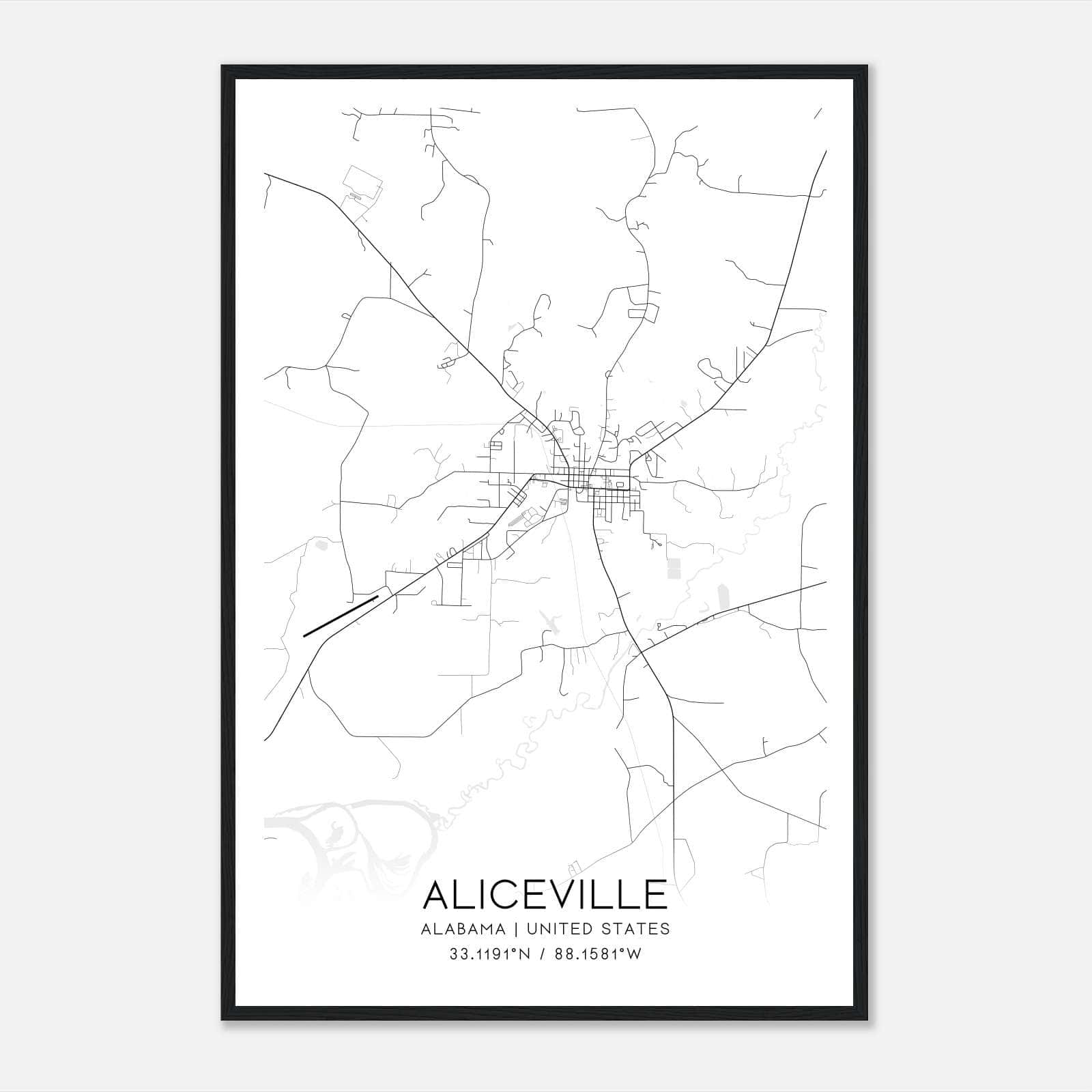 Aliceville Alabama Map Poster, Modern Home Decor Wall Art Print Aliceville Alabama Map Poster, Modern Home Decor Wall Art Print