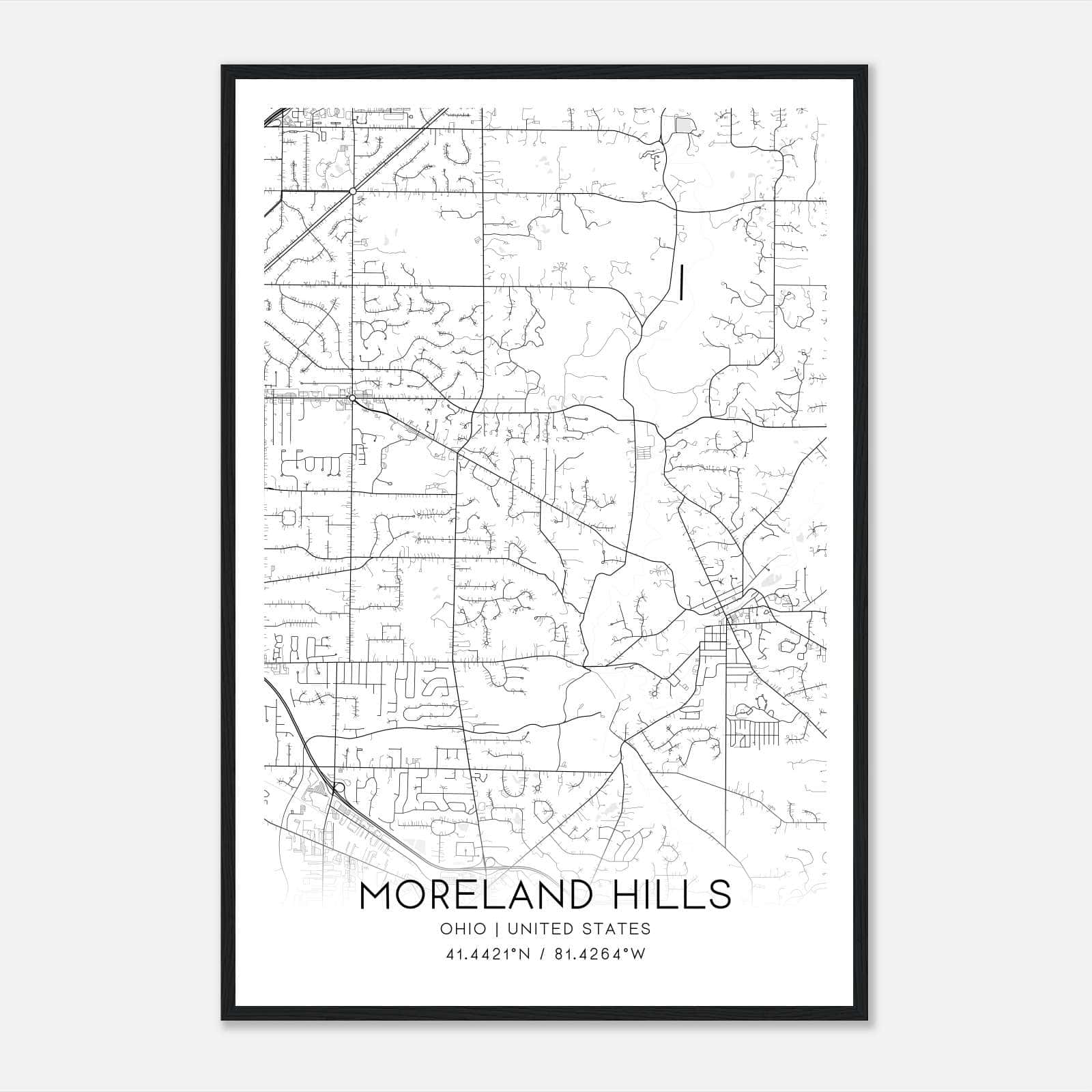 Moreland Hills Ohio Map Poster, Modern Home Decor Wall Art Print Moreland Hills Ohio Map Poster, Modern Home Decor Wall Art Print