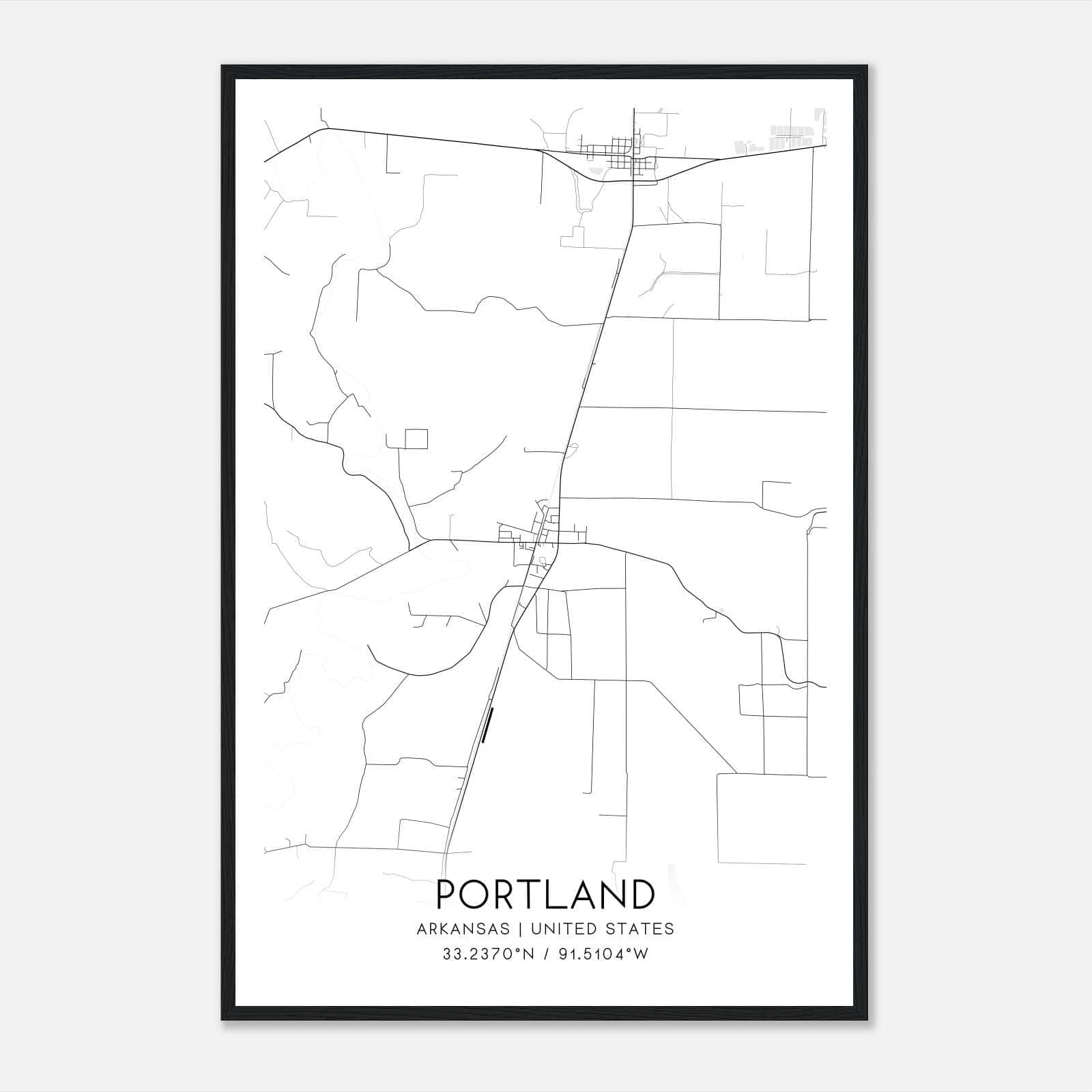 Portland Arkansas Map Poster, Modern Home Decor Wall Art Print Portland Arkansas Map Poster, Modern Home Decor Wall Art Print