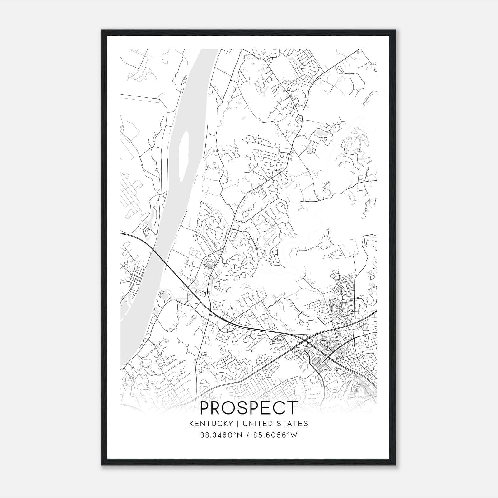Prospect Kentucky Map Poster, Modern Home Decor Wall Art Print Prospect Kentucky Map Poster, Modern Home Decor Wall Art Print