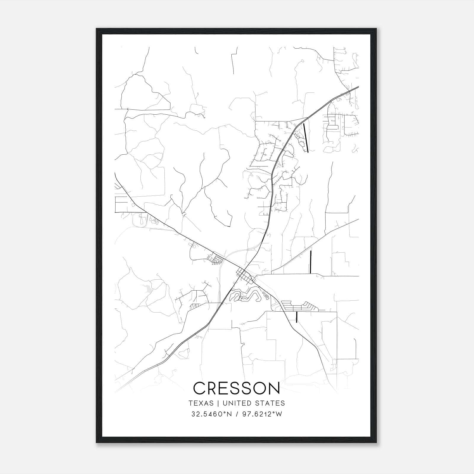 Cresson Texas Map Poster, Modern Home Decor Wall Art Print Cresson Texas Map Poster, Modern Home Decor Wall Art Print