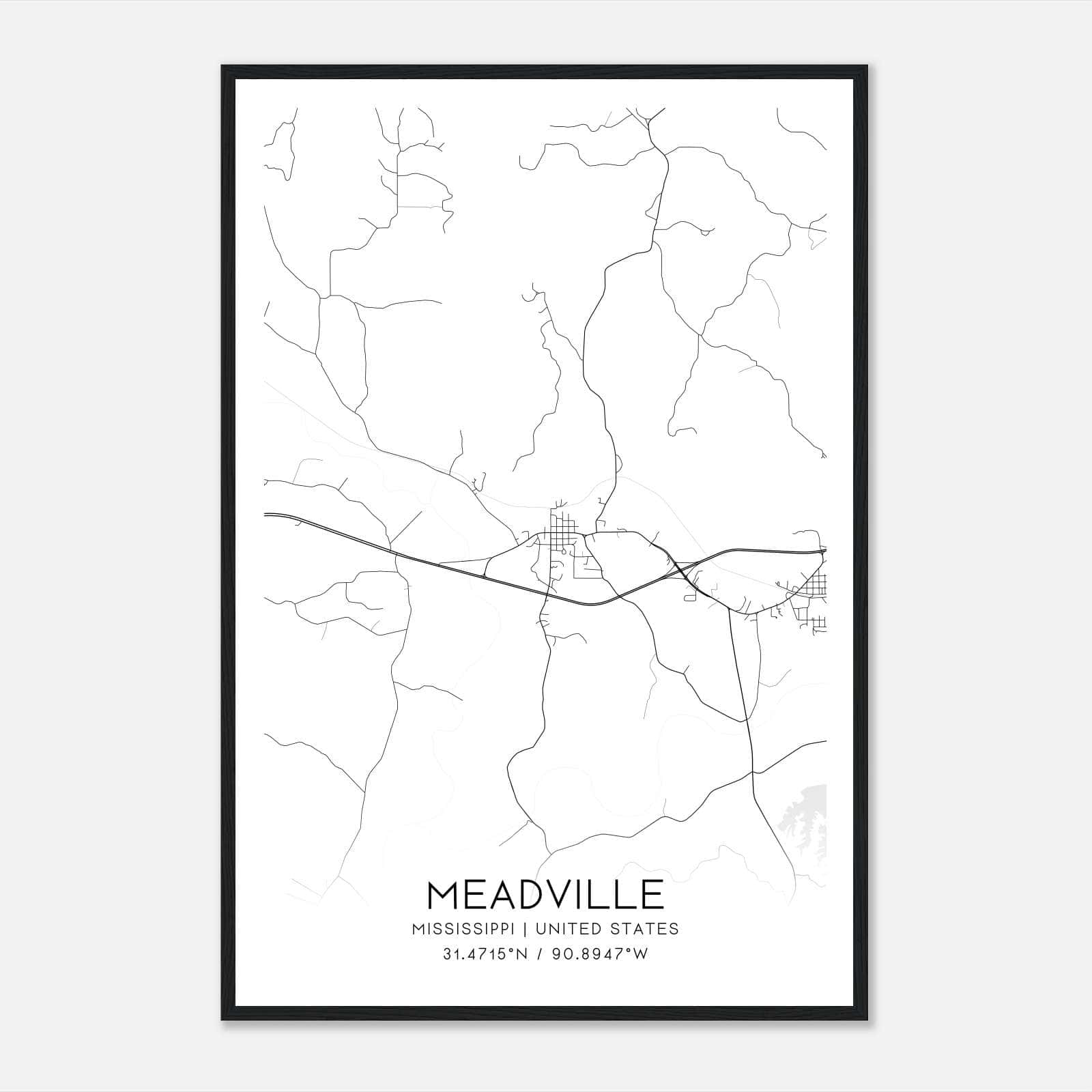Meadville Mississippi Map Poster, Modern Home Decor Wall Art Print Meadville Mississippi Map Poster, Modern Home Decor Wall Art Print