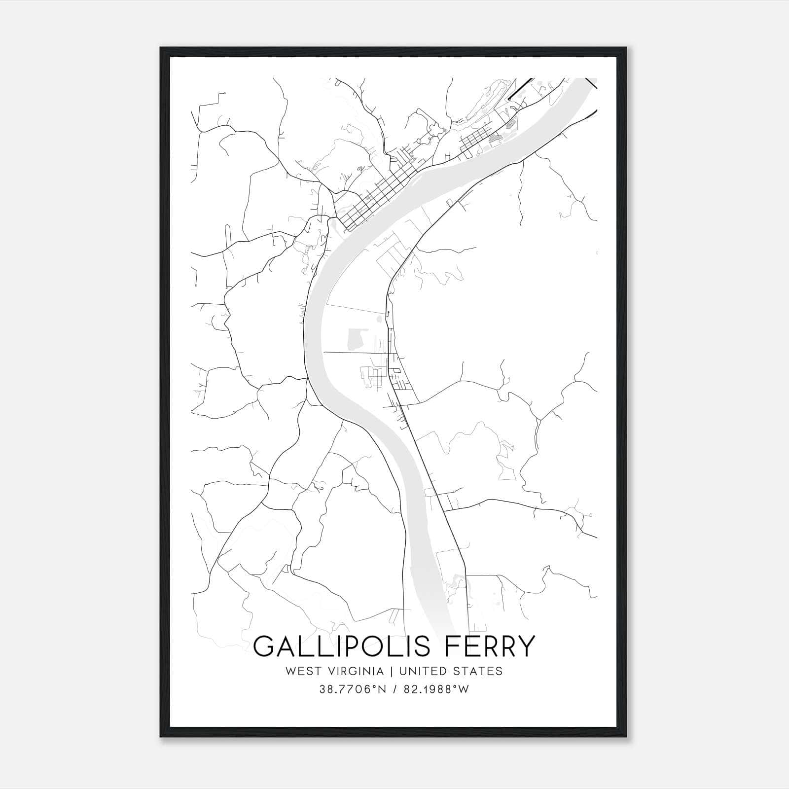 Gallipolis Ferry West Virginia Map Poster, Modern Home Decor Wall Art Print Gallipolis Ferry West Virginia Map Poster, Modern Home Decor Wall Art Print