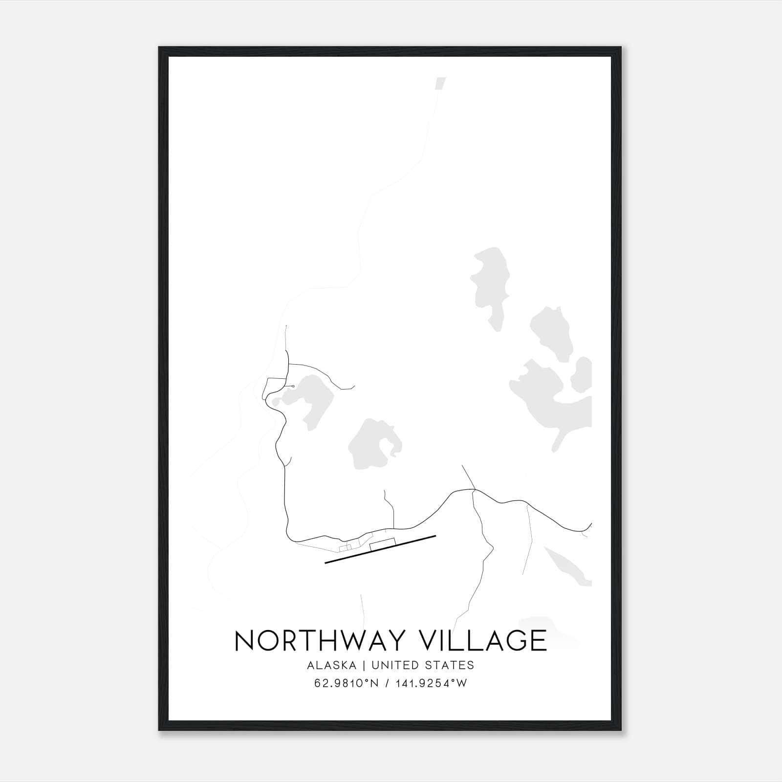 Northway Village Alaska Map Poster, Modern Home Decor Wall Art Print Northway Village Alaska Map Poster, Modern Home Decor Wall Art Print