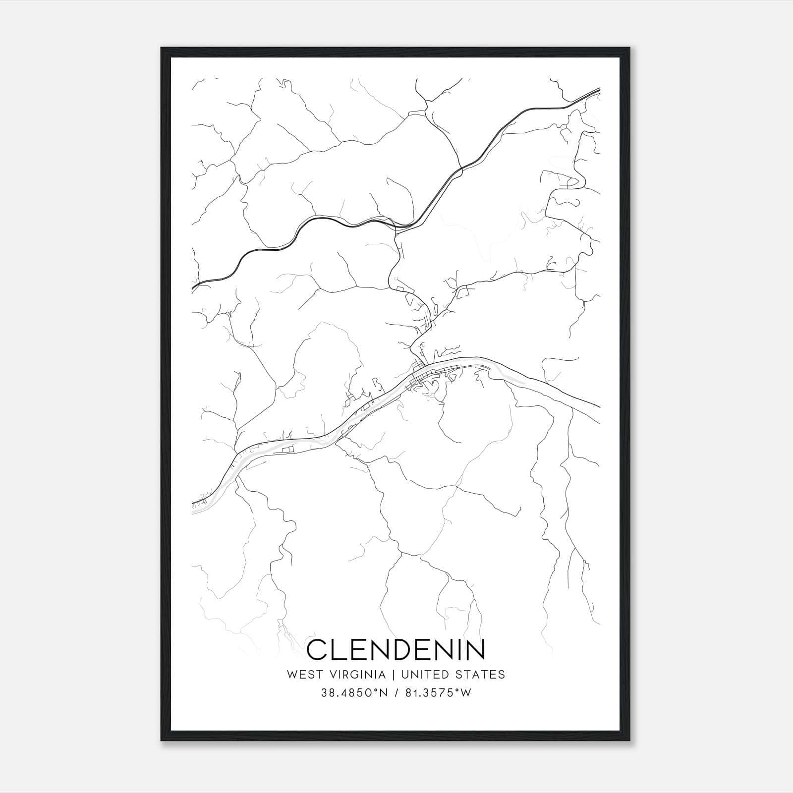 Clendenin West Virginia Map Poster, Modern Home Decor Wall Art Print Clendenin West Virginia Map Poster, Modern Home Decor Wall Art Print