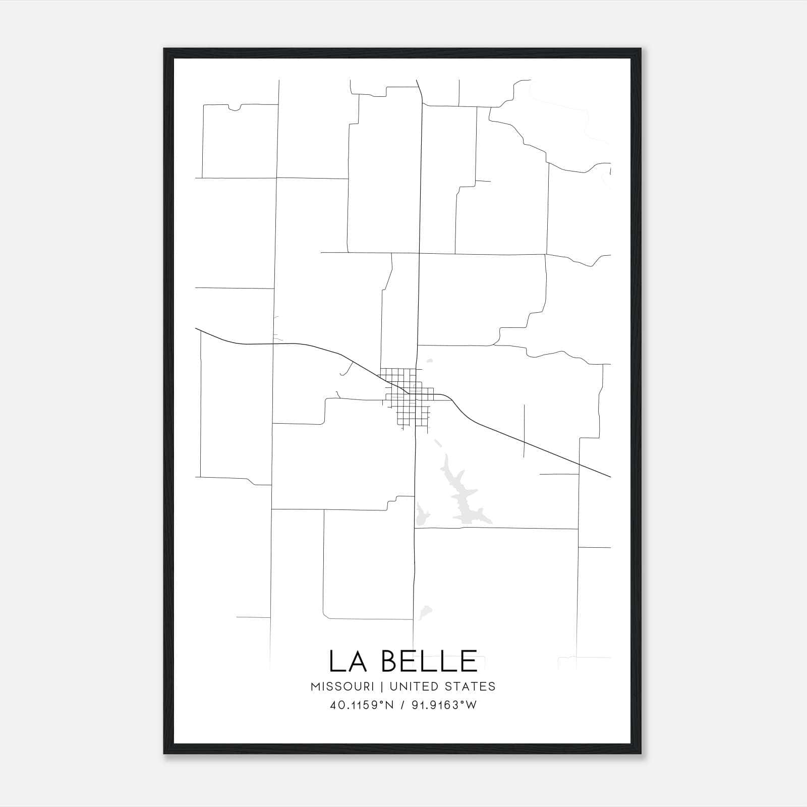 La Belle Missouri Map Poster, Modern Home Decor Wall Art Print La Belle Missouri Map Poster, Modern Home Decor Wall Art Print