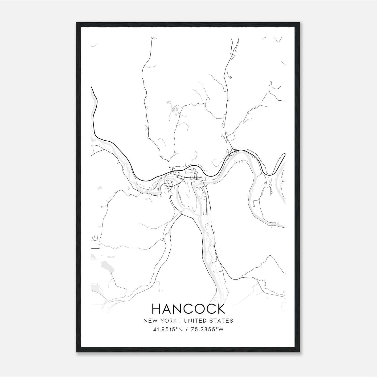 Hancock New York Map Poster, Modern Home Decor Wall Art Print Hancock New York Map Poster, Modern Home Decor Wall Art Print