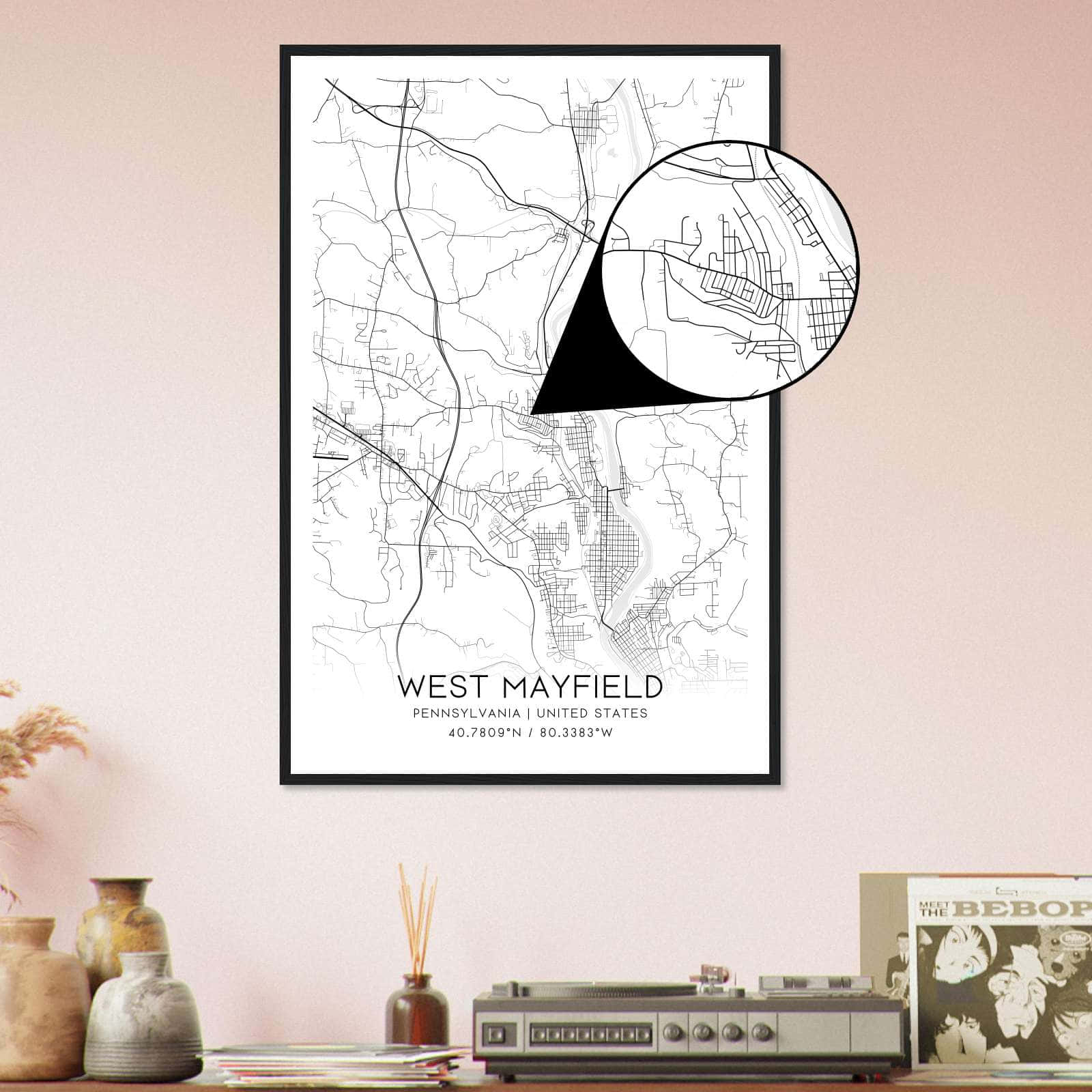 Deerfield Kansas Map Poster, Modern Home Decor Wall Art Print (Copy)