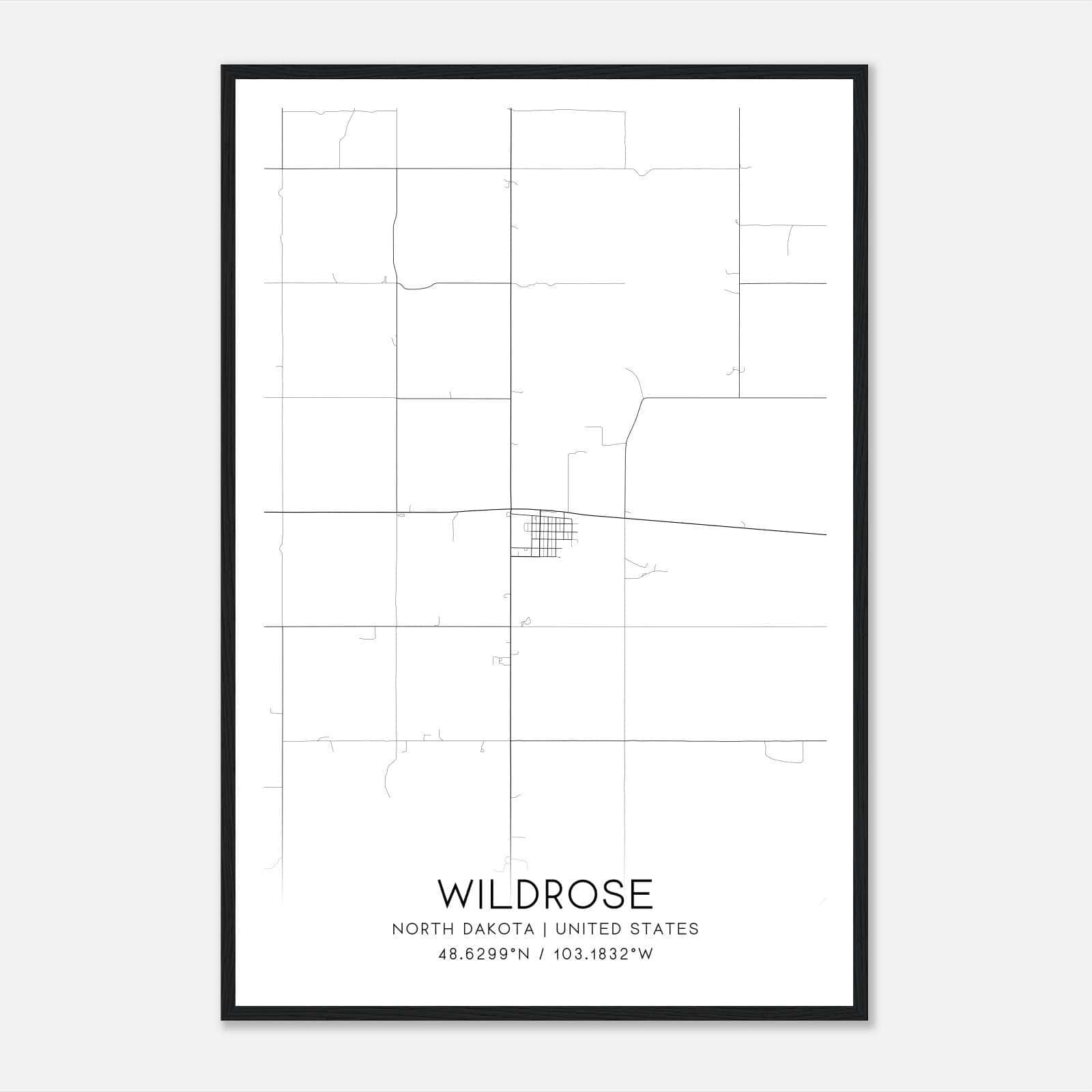Wildrose North Dakota Map Poster, Modern Home Decor Wall Art Print Wildrose North Dakota Map Poster, Modern Home Decor Wall Art Print