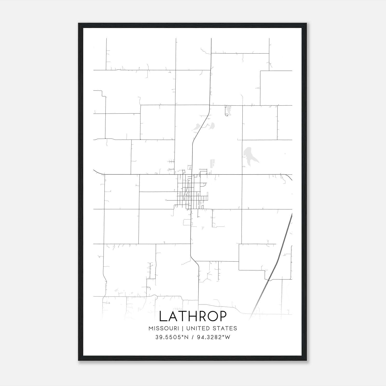 Lathrop Missouri Map Poster, Modern Home Decor Wall Art Print Lathrop Missouri Map Poster, Modern Home Decor Wall Art Print