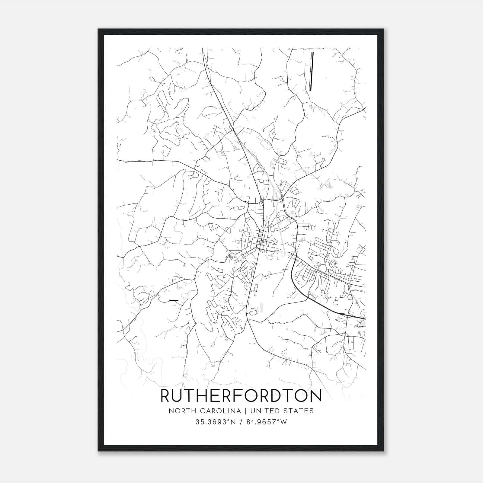 Rutherfordton North Carolina Map Poster, Modern Home Decor Wall Art Print Rutherfordton North Carolina Map Poster, Modern Home Decor Wall Art Print
