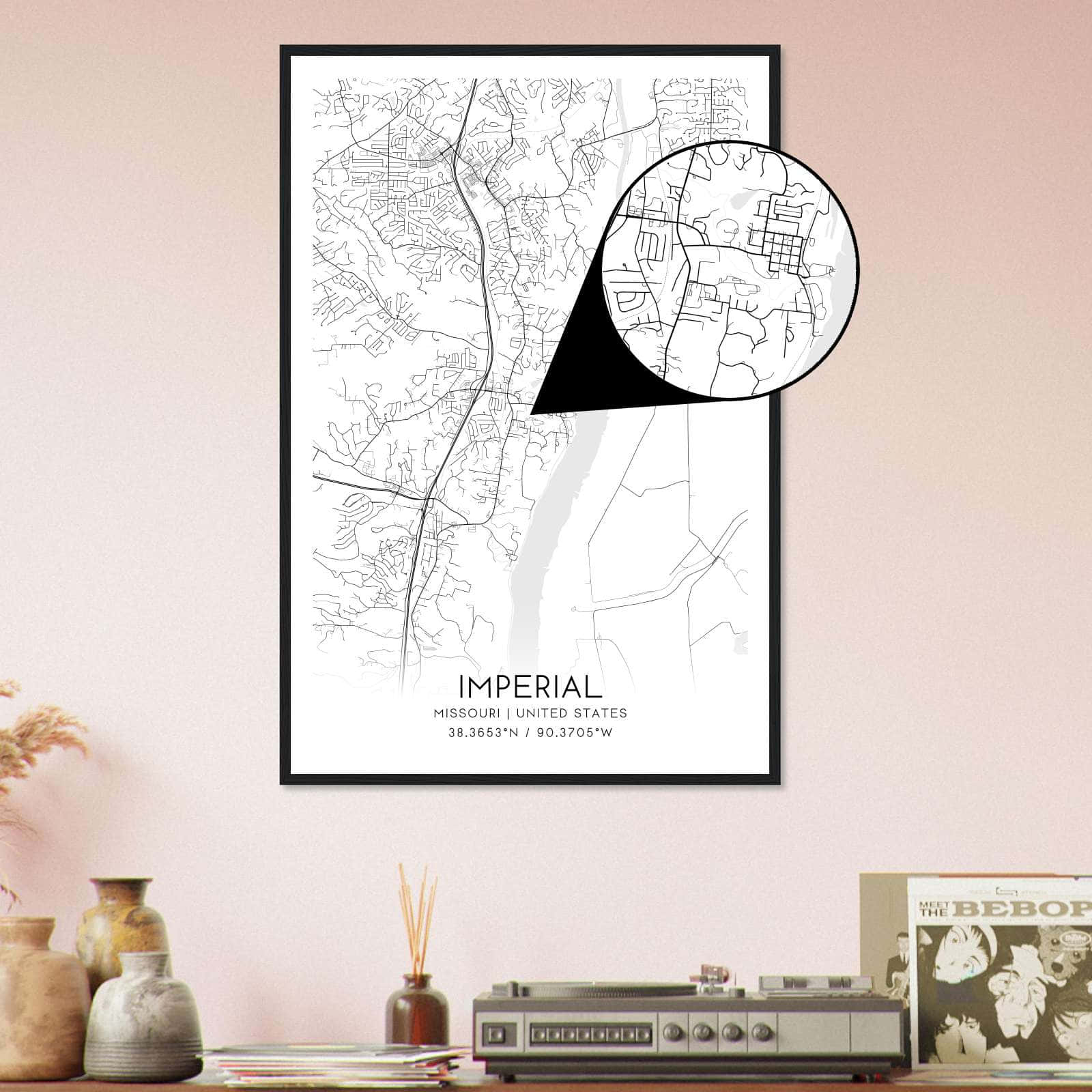 Deerfield Kansas Map Poster, Modern Home Decor Wall Art Print (Copy)
