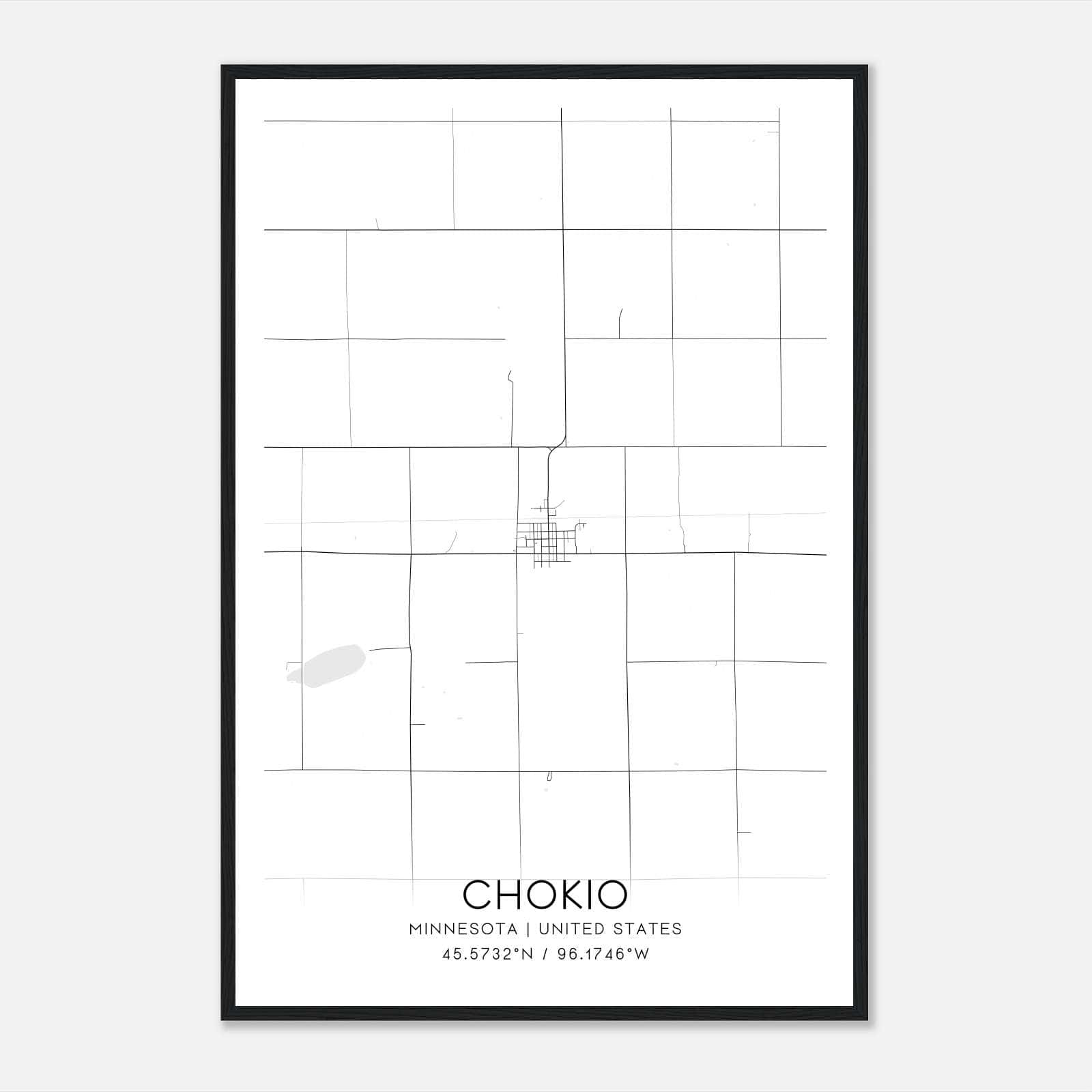 Chokio Minnesota Map Poster, Modern Home Decor Wall Art Print Chokio Minnesota Map Poster, Modern Home Decor Wall Art Print