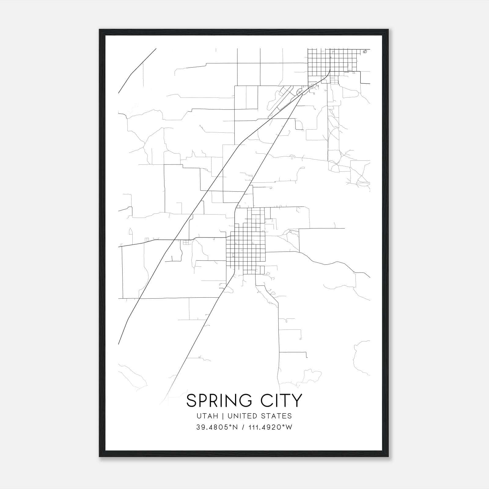 Spring City Utah Map Poster, Modern Home Decor Wall Art Print Spring City Utah Map Poster, Modern Home Decor Wall Art Print