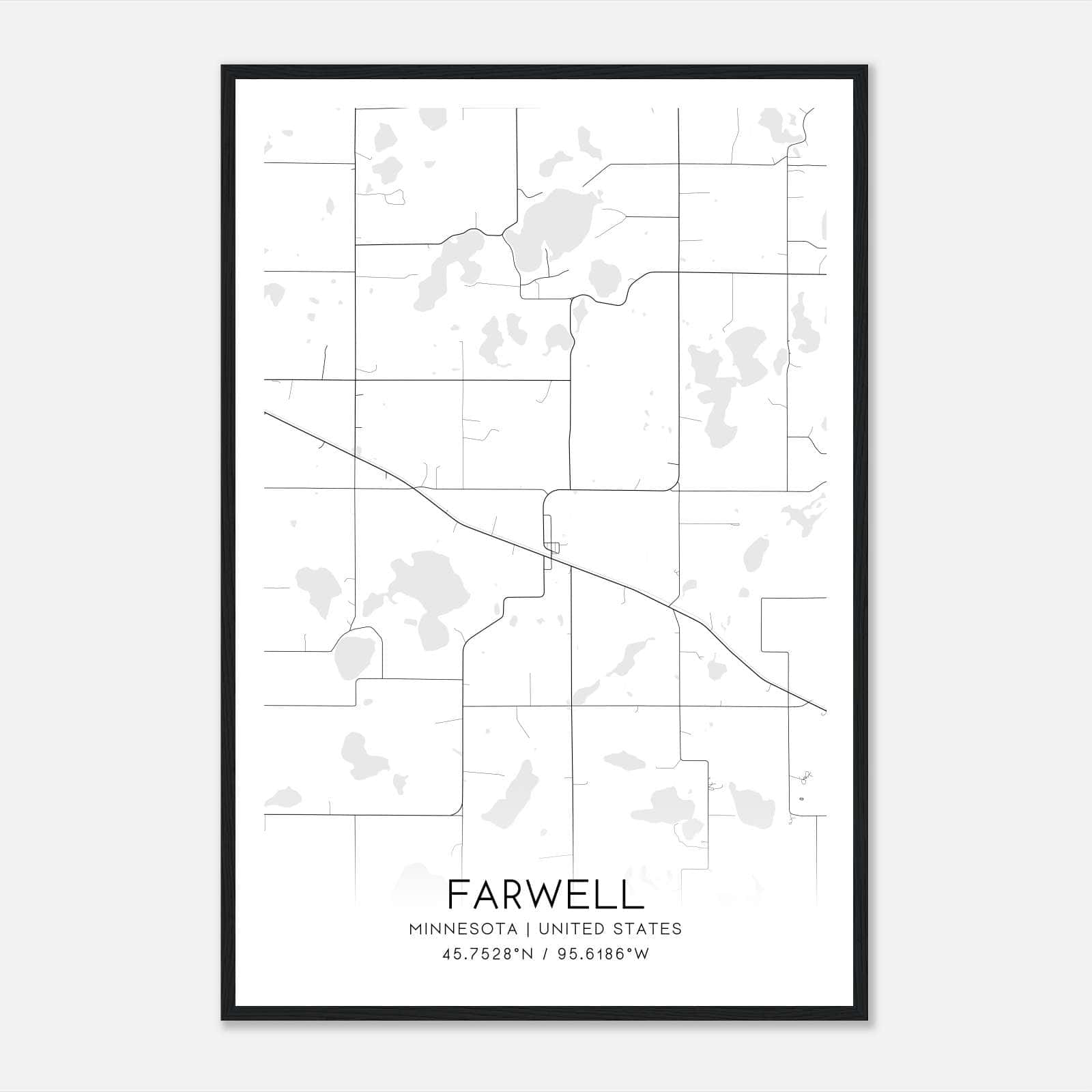 Farwell Minnesota Map Poster, Modern Home Decor Wall Art Print Farwell Minnesota Map Poster, Modern Home Decor Wall Art Print