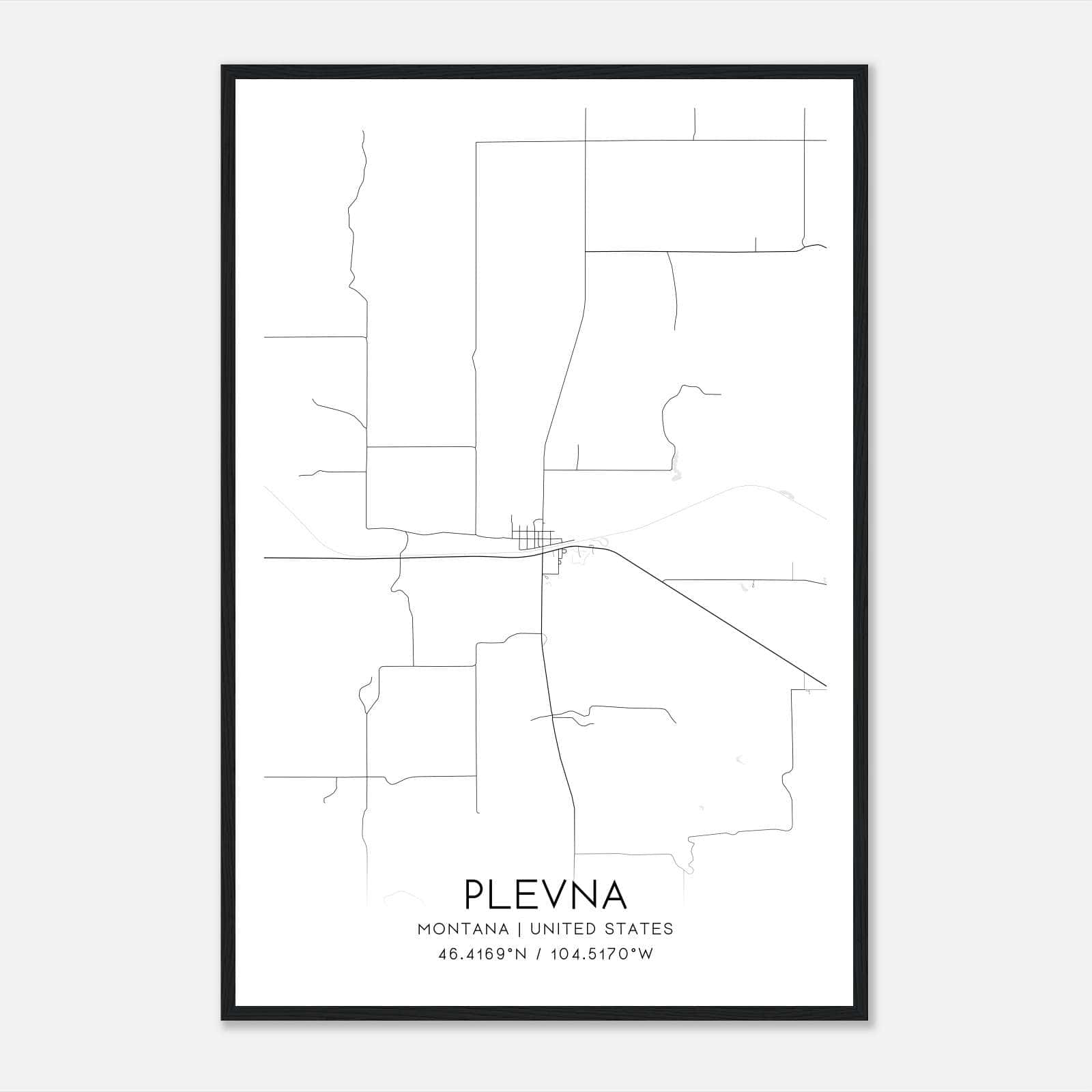 Plevna Montana Map Poster, Modern Home Decor Wall Art Print Plevna Montana Map Poster, Modern Home Decor Wall Art Print