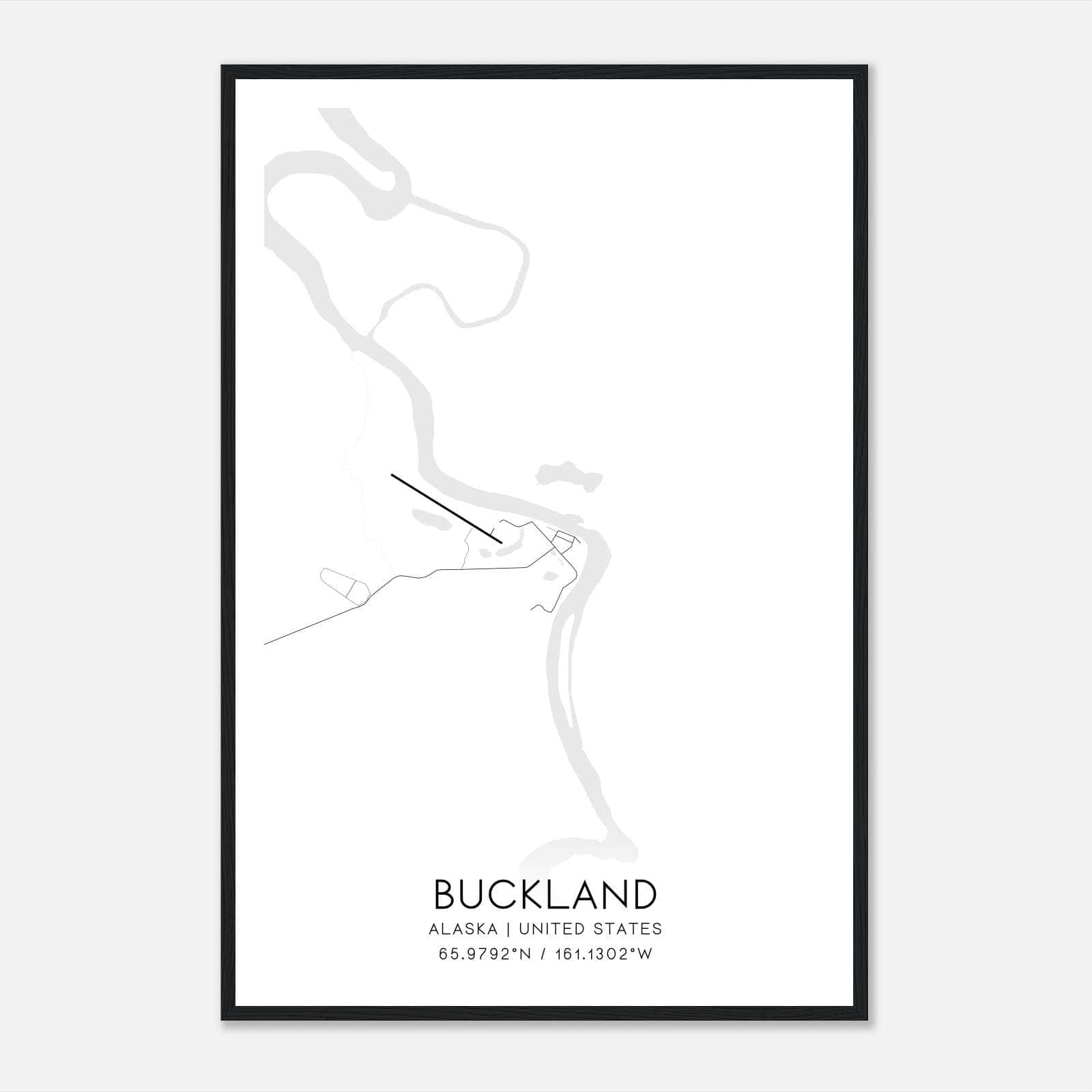 Buckland Alaska Map Poster, Modern Home Decor Wall Art Print Buckland Alaska Map Poster, Modern Home Decor Wall Art Print