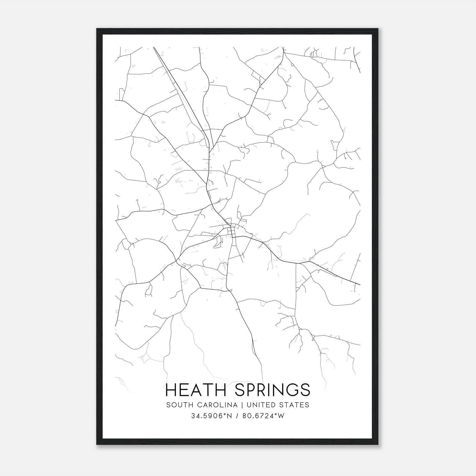 Heath Springs South Carolina Map Poster, Modern Home Decor Wall Art Print Heath Springs South Carolina Map Poster, Modern Home Decor Wall Art Print