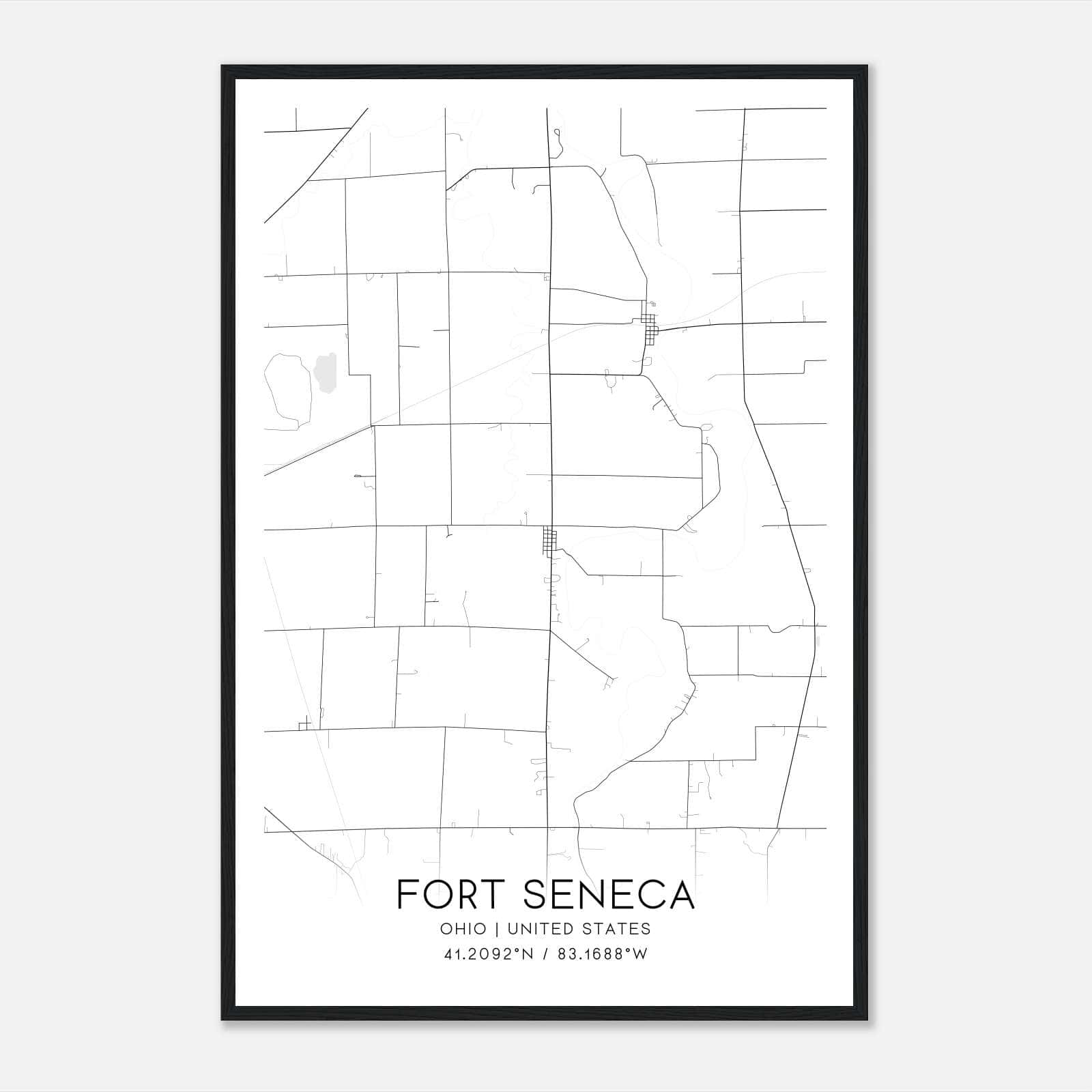 Fort Seneca Ohio Map Poster, Modern Home Decor Wall Art Print Fort Seneca Ohio Map Poster, Modern Home Decor Wall Art Print