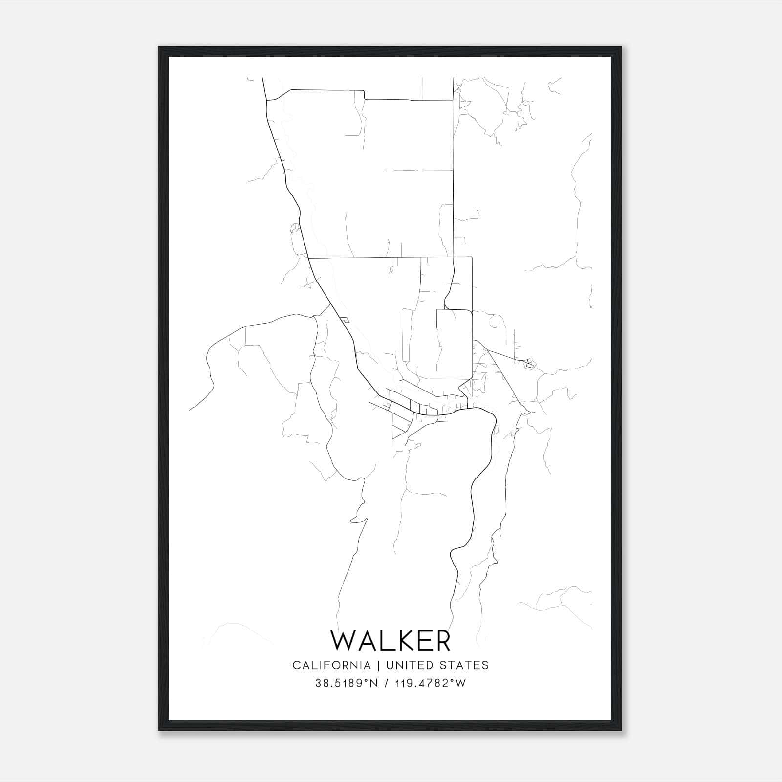 Walker California Map Poster, Modern Home Decor Wall Art Print Walker California Map Poster, Modern Home Decor Wall Art Print