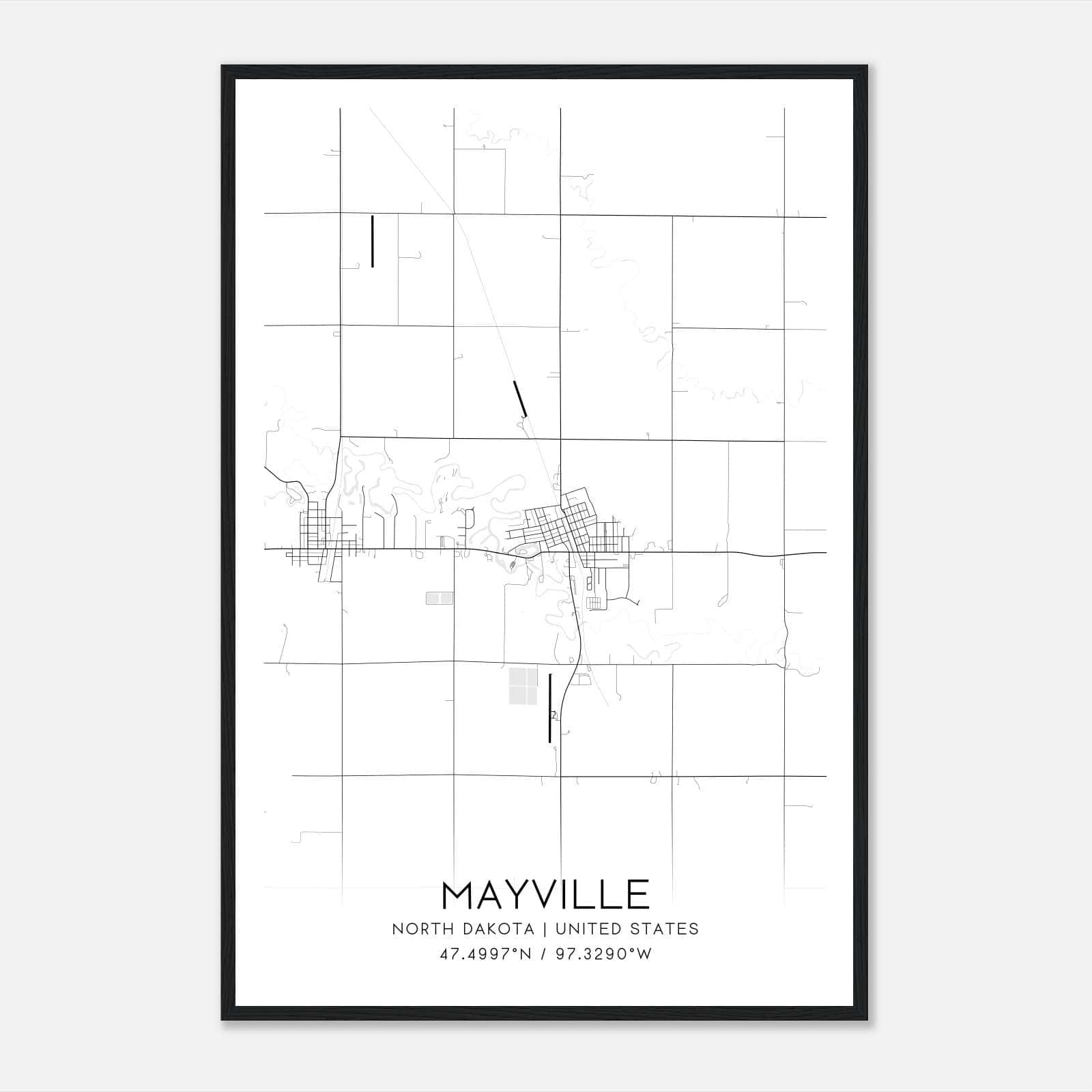 Mayville North Dakota Map Poster, Modern Home Decor Wall Art Print Mayville North Dakota Map Poster, Modern Home Decor Wall Art Print