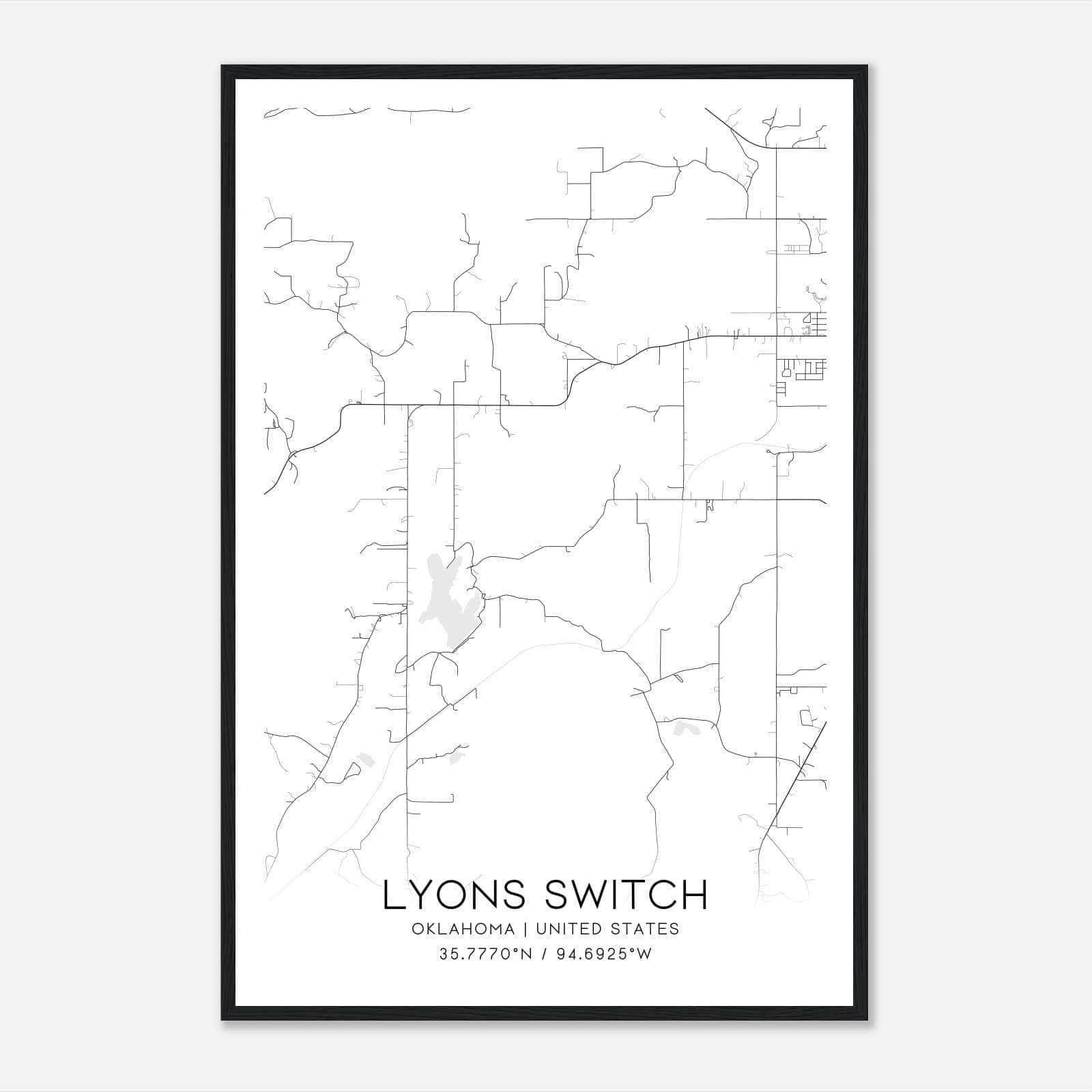 Lyons Switch Oklahoma Map Poster, Modern Home Decor Wall Art Print Lyons Switch Oklahoma Map Poster, Modern Home Decor Wall Art Print