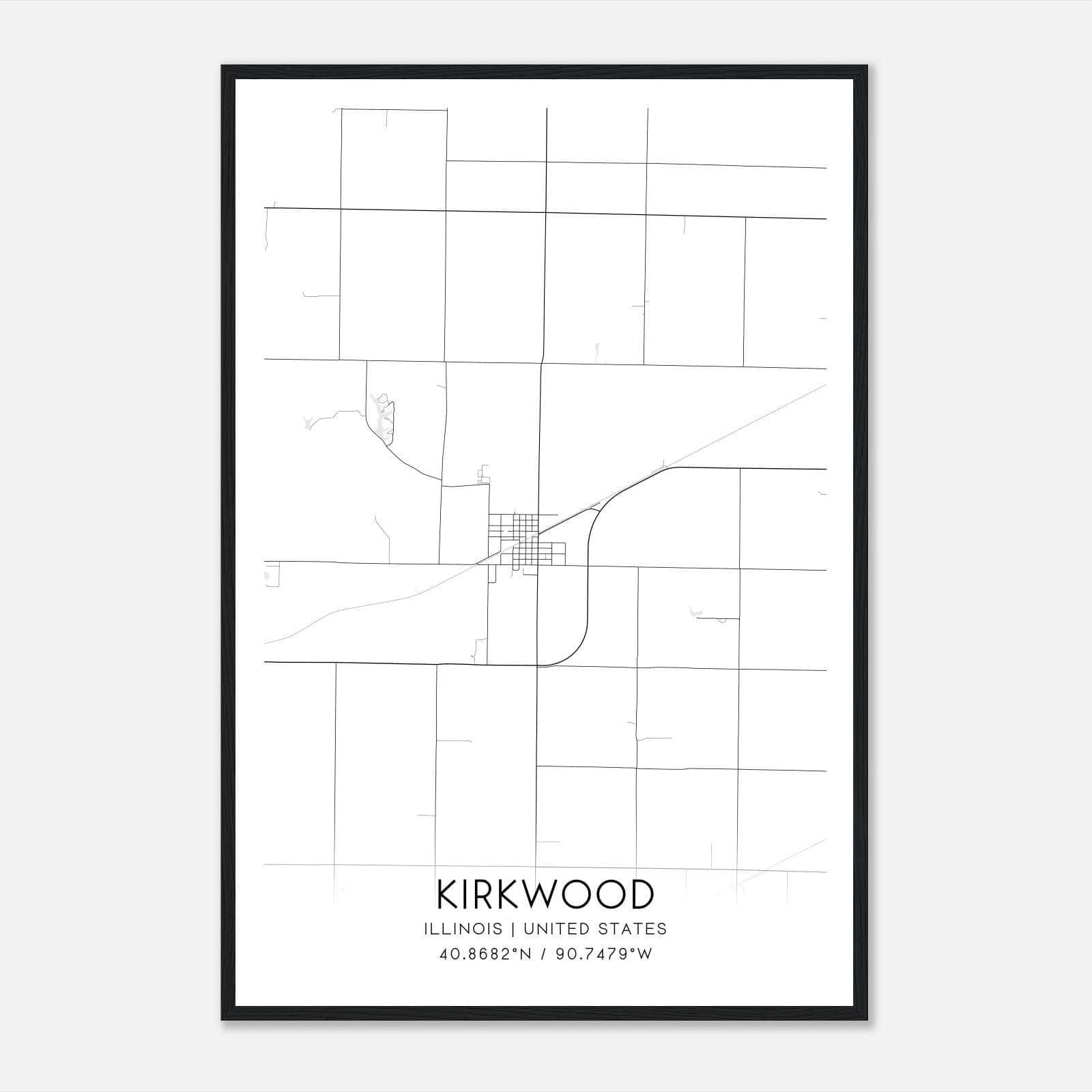 Kirkwood Illinois Map Poster, Modern Home Decor Wall Art Print Kirkwood Illinois Map Poster, Modern Home Decor Wall Art Print