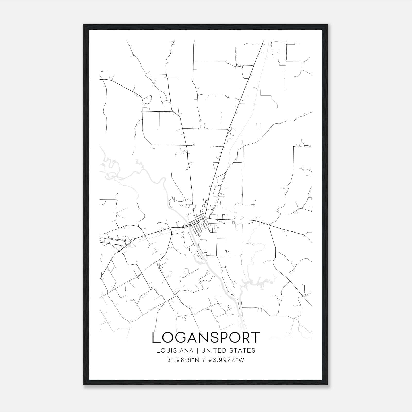 Logansport Louisiana Map Poster, Modern Home Decor Wall Art Print Logansport Louisiana Map Poster, Modern Home Decor Wall Art Print