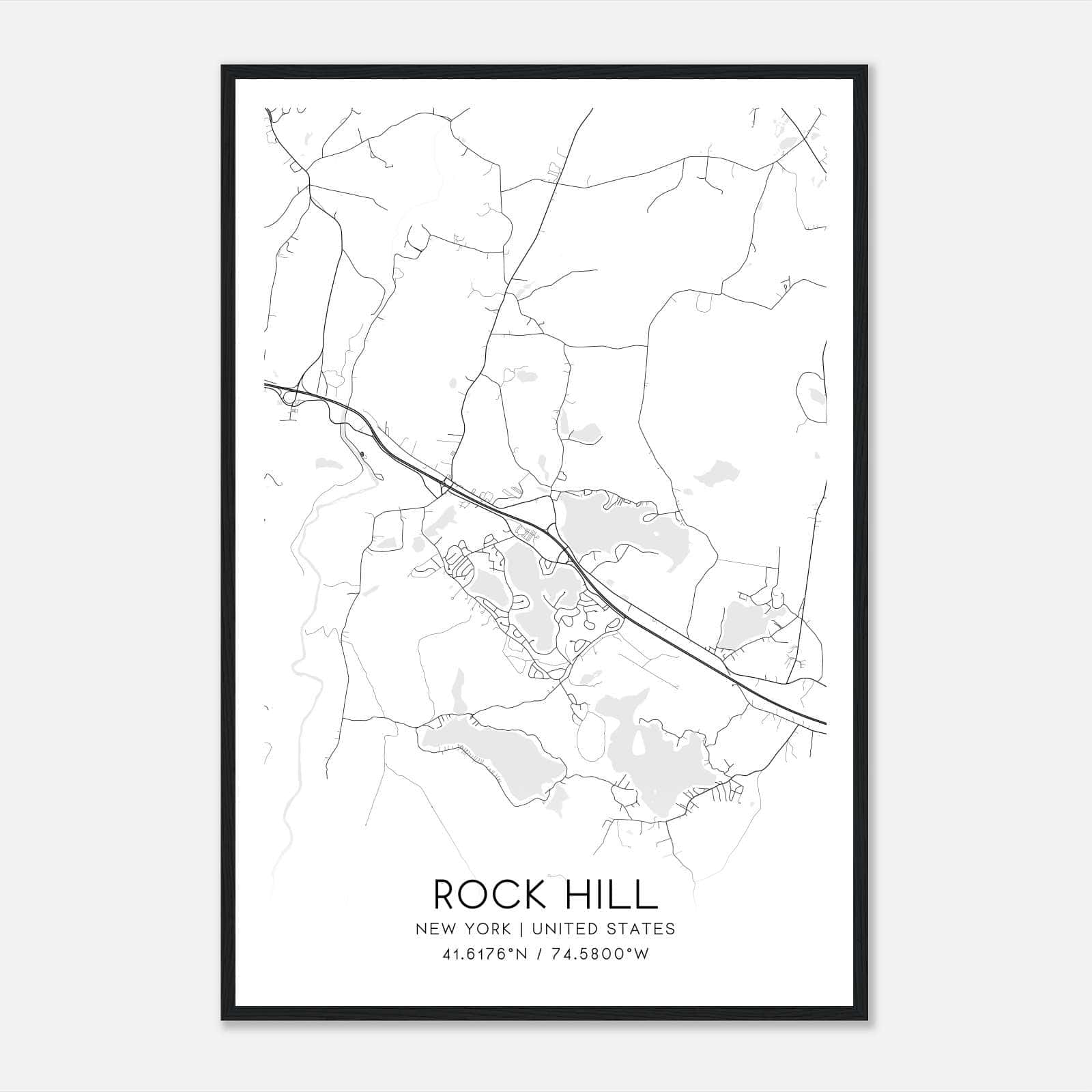 Rock Hill New York Map Poster, Modern Home Decor Wall Art Print Rock Hill New York Map Poster, Modern Home Decor Wall Art Print