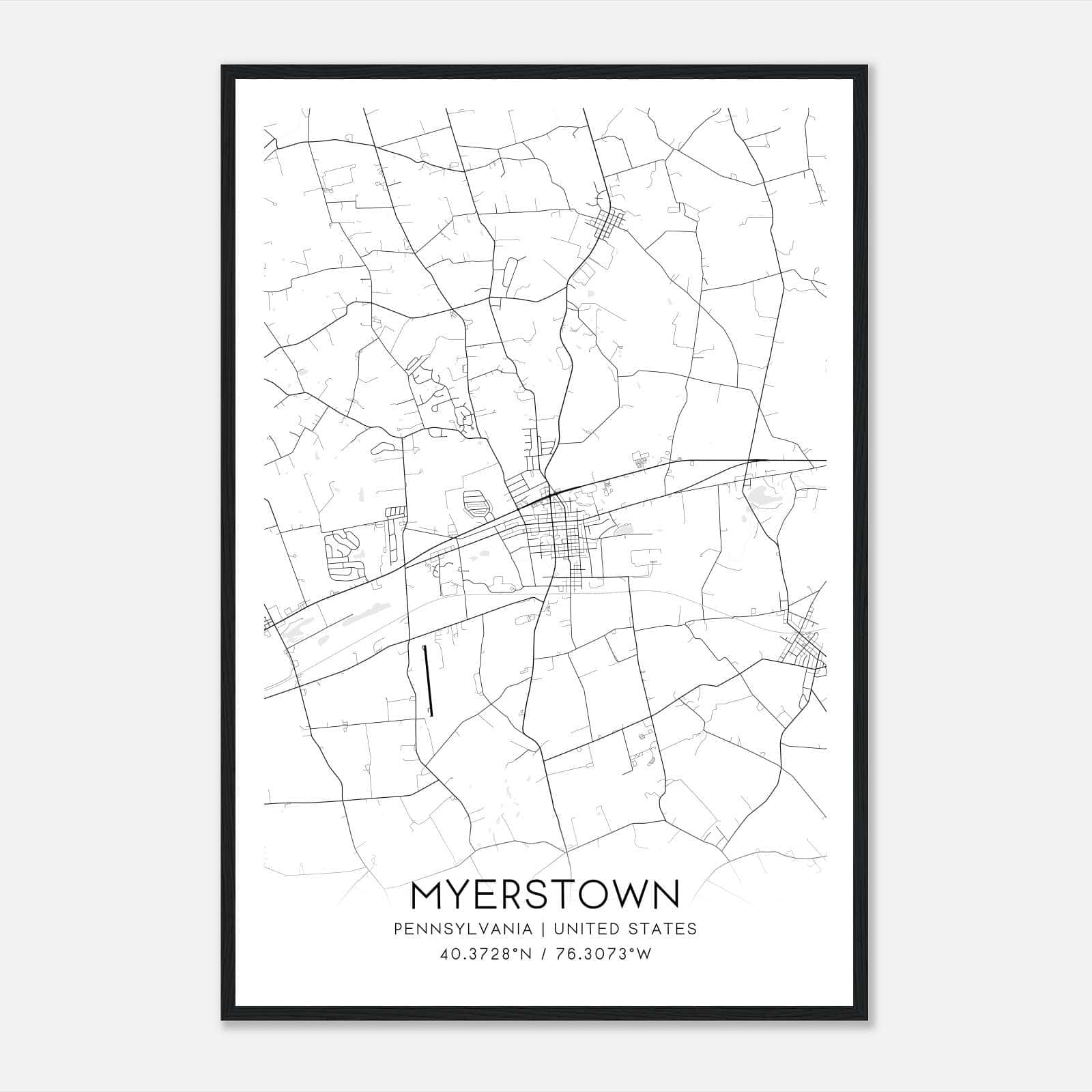 Myerstown Pennsylvania Map Poster, Modern Home Decor Wall Art Print Myerstown Pennsylvania Map Poster, Modern Home Decor Wall Art Print