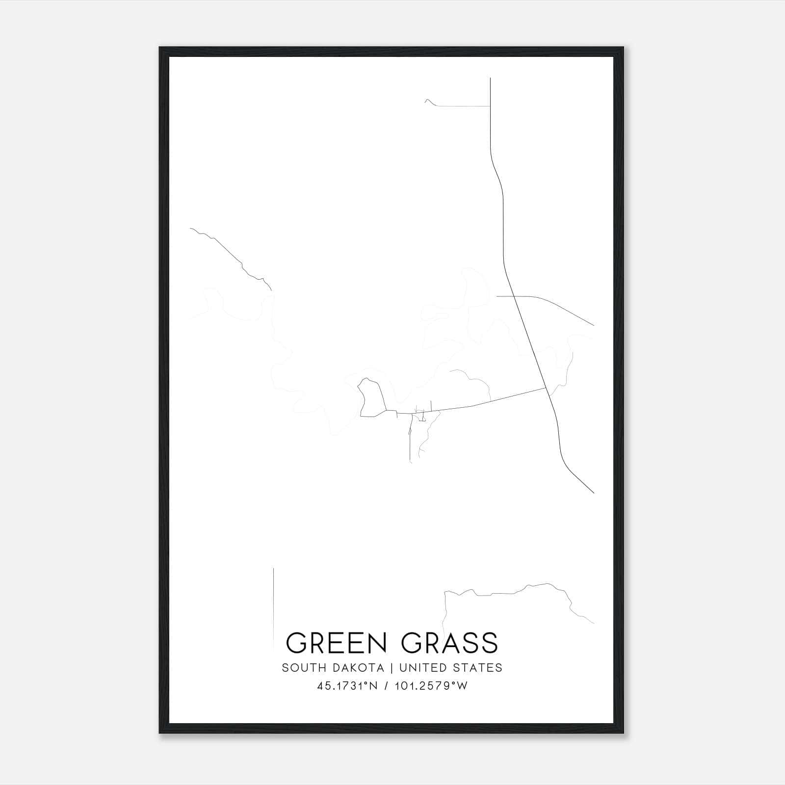 Green Grass South Dakota Map Poster, Modern Home Decor Wall Art Print Green Grass South Dakota Map Poster, Modern Home Decor Wall Art Print