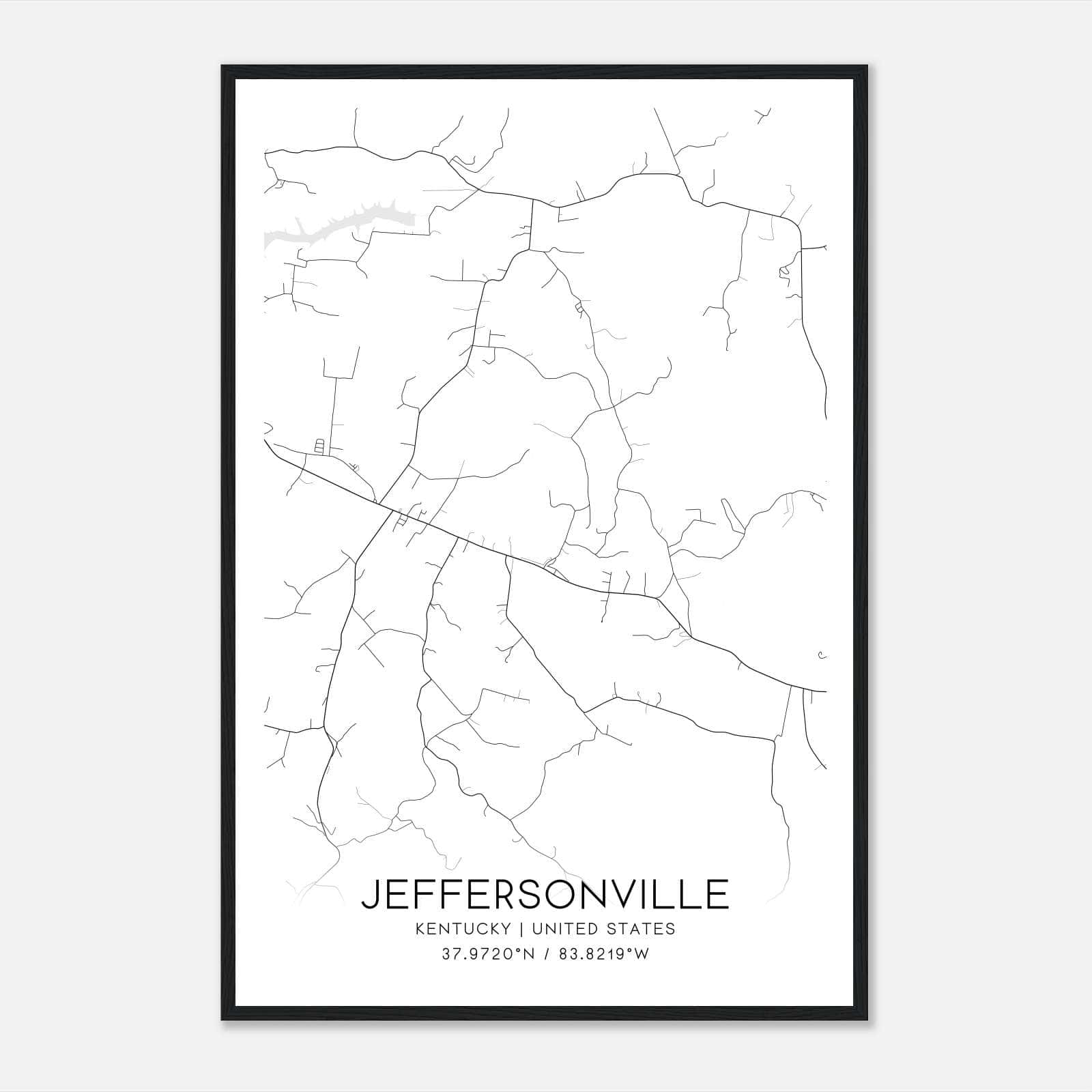 Jeffersonville Kentucky Map Poster, Modern Home Decor Wall Art Print Jeffersonville Kentucky Map Poster, Modern Home Decor Wall Art Print