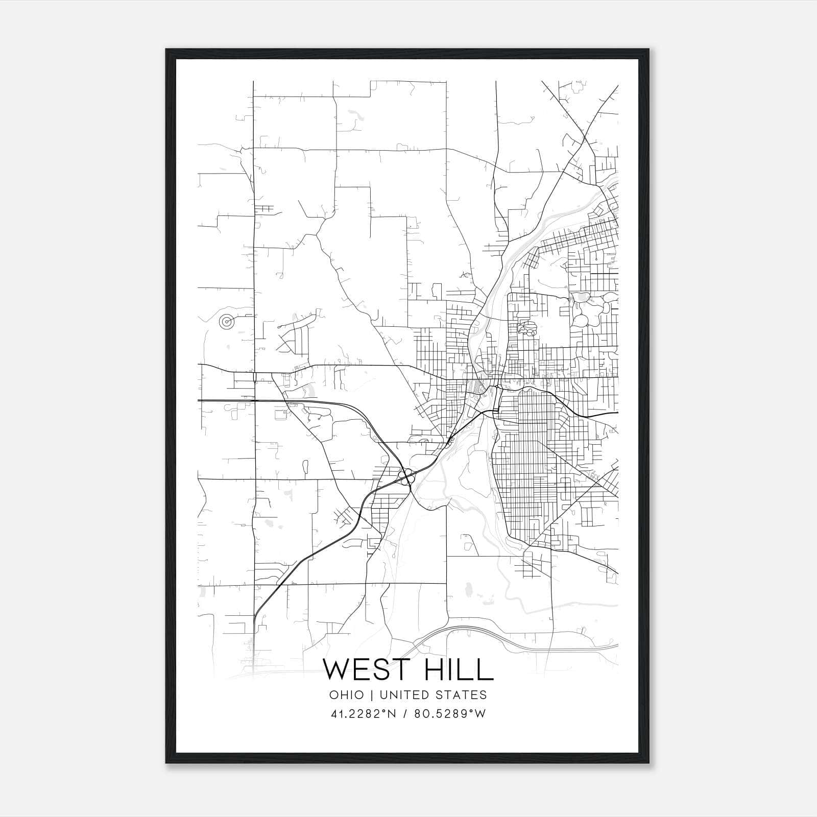 West Hill Ohio Map Poster, Modern Home Decor Wall Art Print West Hill Ohio Map Poster, Modern Home Decor Wall Art Print