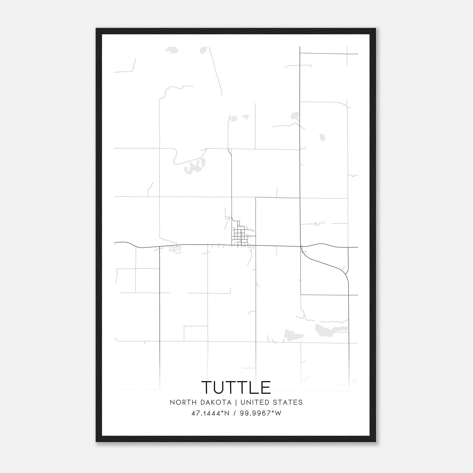 Tuttle North Dakota Map Poster, Modern Home Decor Wall Art Print Tuttle North Dakota Map Poster, Modern Home Decor Wall Art Print