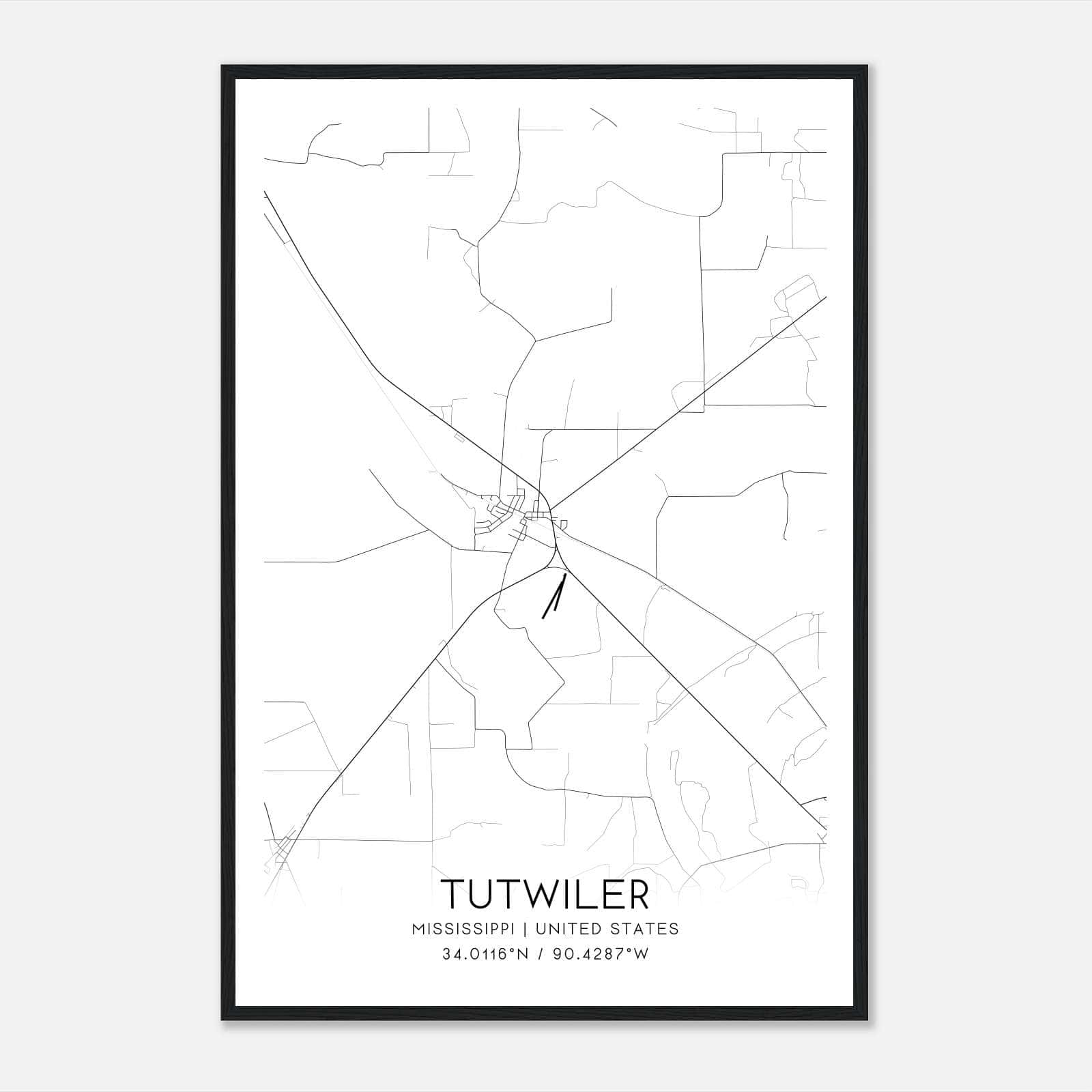 Tutwiler Mississippi Map Poster, Modern Home Decor Wall Art Print Tutwiler Mississippi Map Poster, Modern Home Decor Wall Art Print