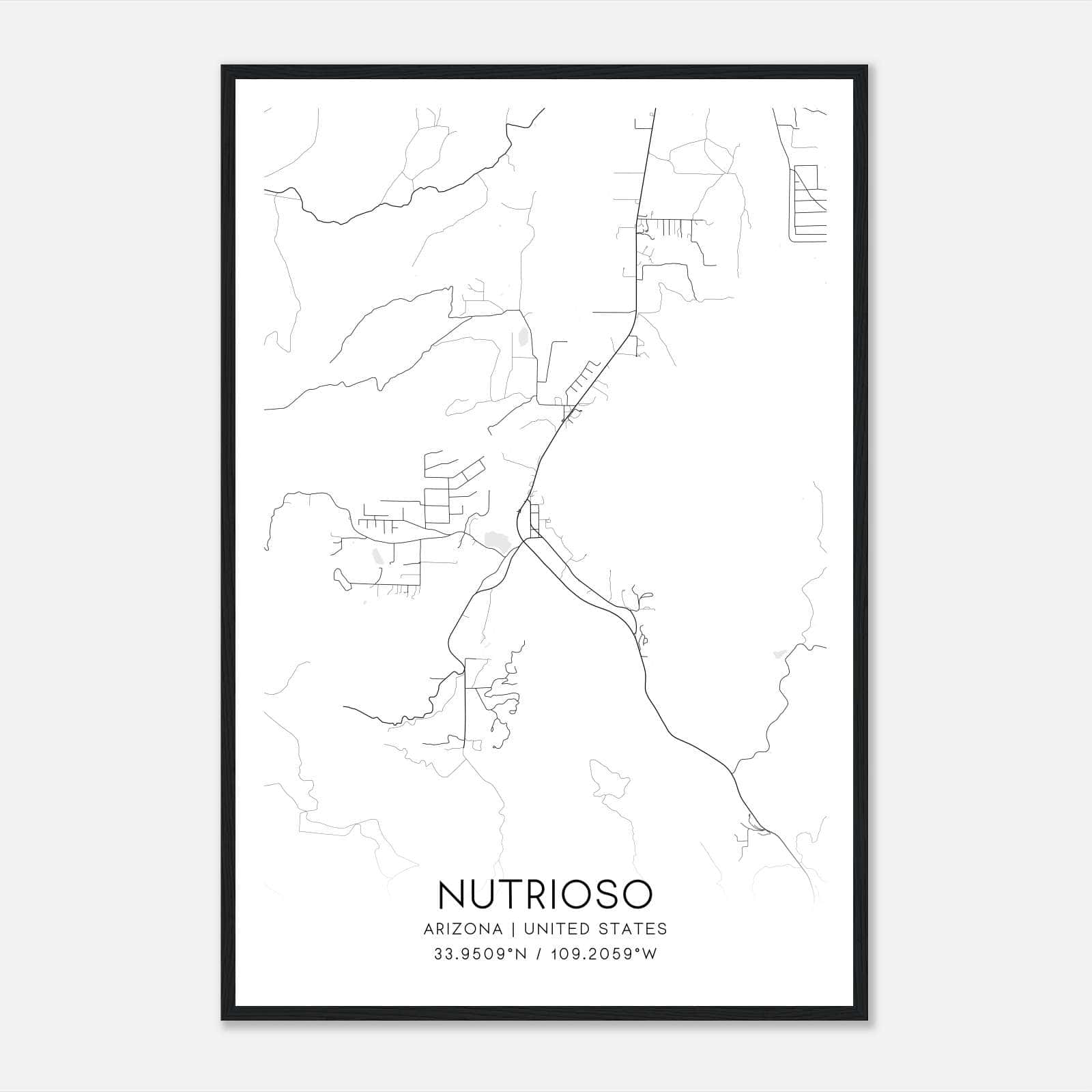 Nutrioso Arizona Map Poster, Modern Home Decor Wall Art Print Nutrioso Arizona Map Poster, Modern Home Decor Wall Art Print