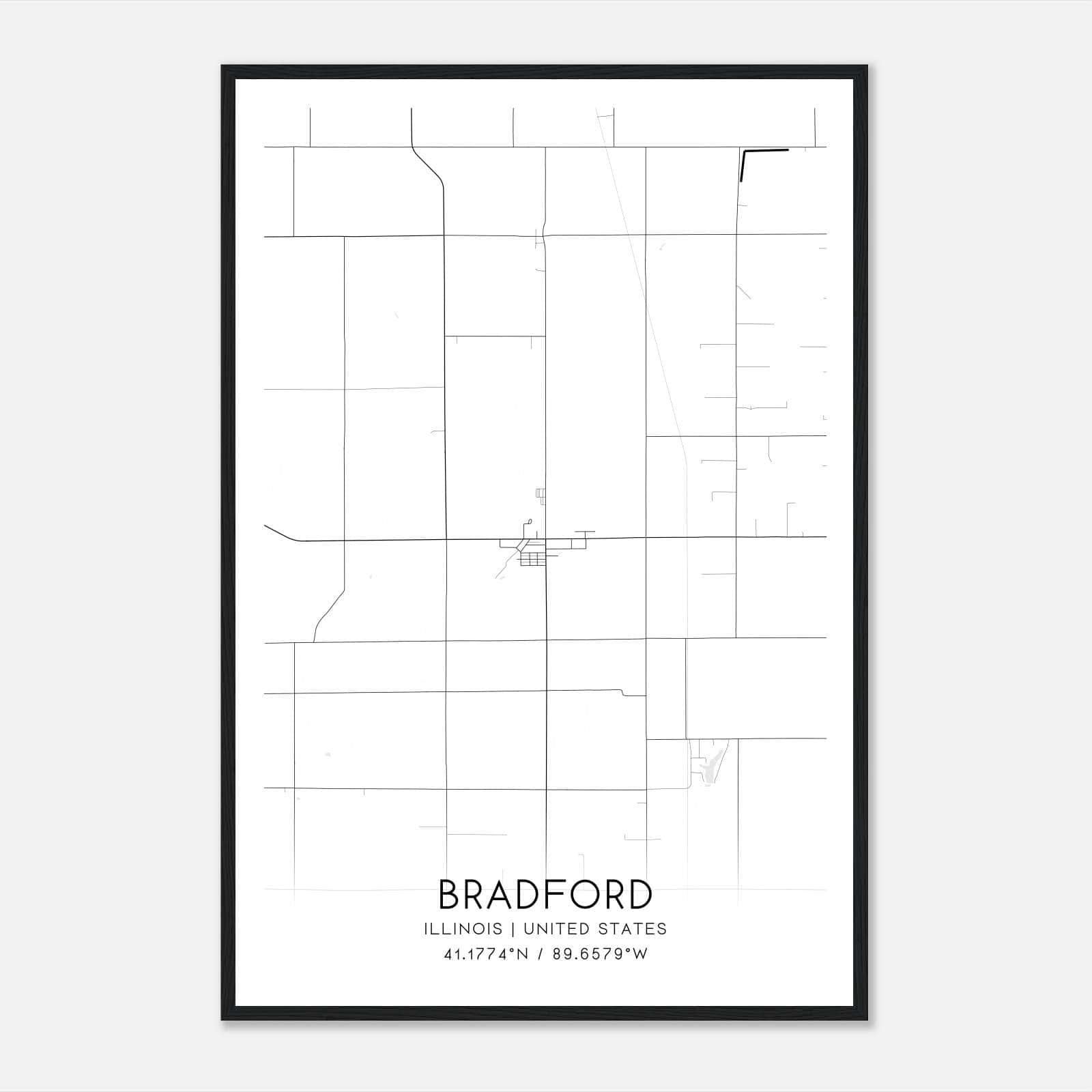 Bradford Illinois Map Poster, Modern Home Decor Wall Art Print Bradford Illinois Map Poster, Modern Home Decor Wall Art Print